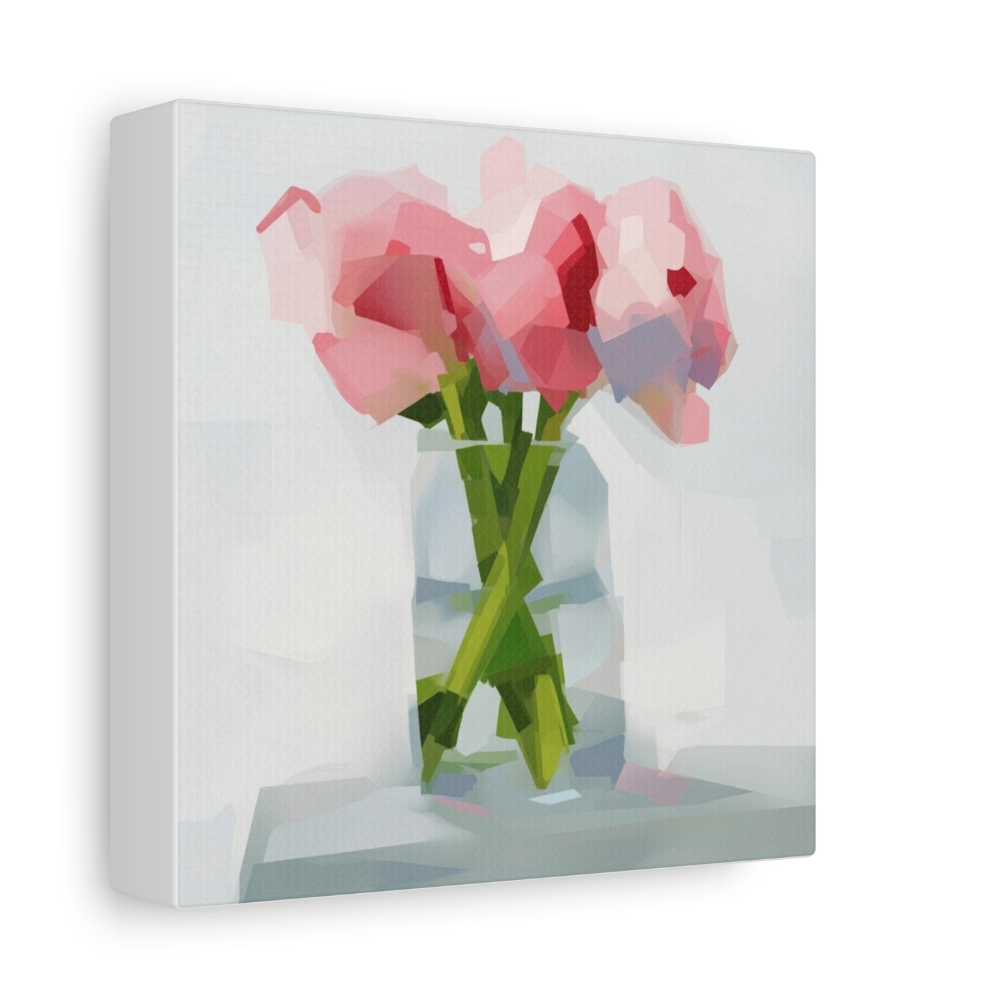 Pink Peonies Vase Canvas Art — Stretched Matte Wall Decor
