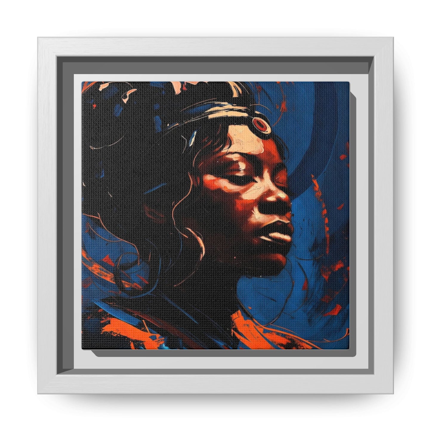 Framed Matte Canvas Art - Vibrant Portrait of a Black Woman (Multi-Color)