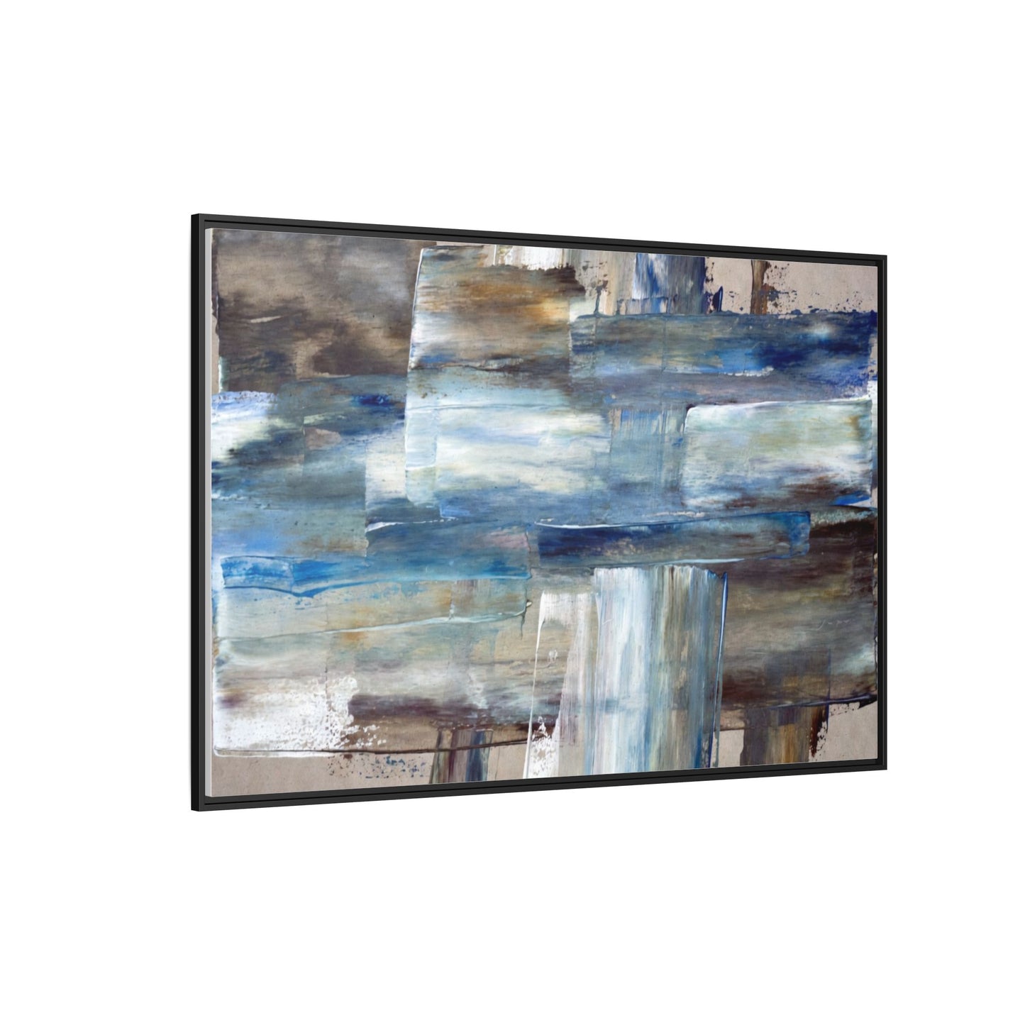 Abstract Blue Coastal Matte Canvas Framed Wall Art