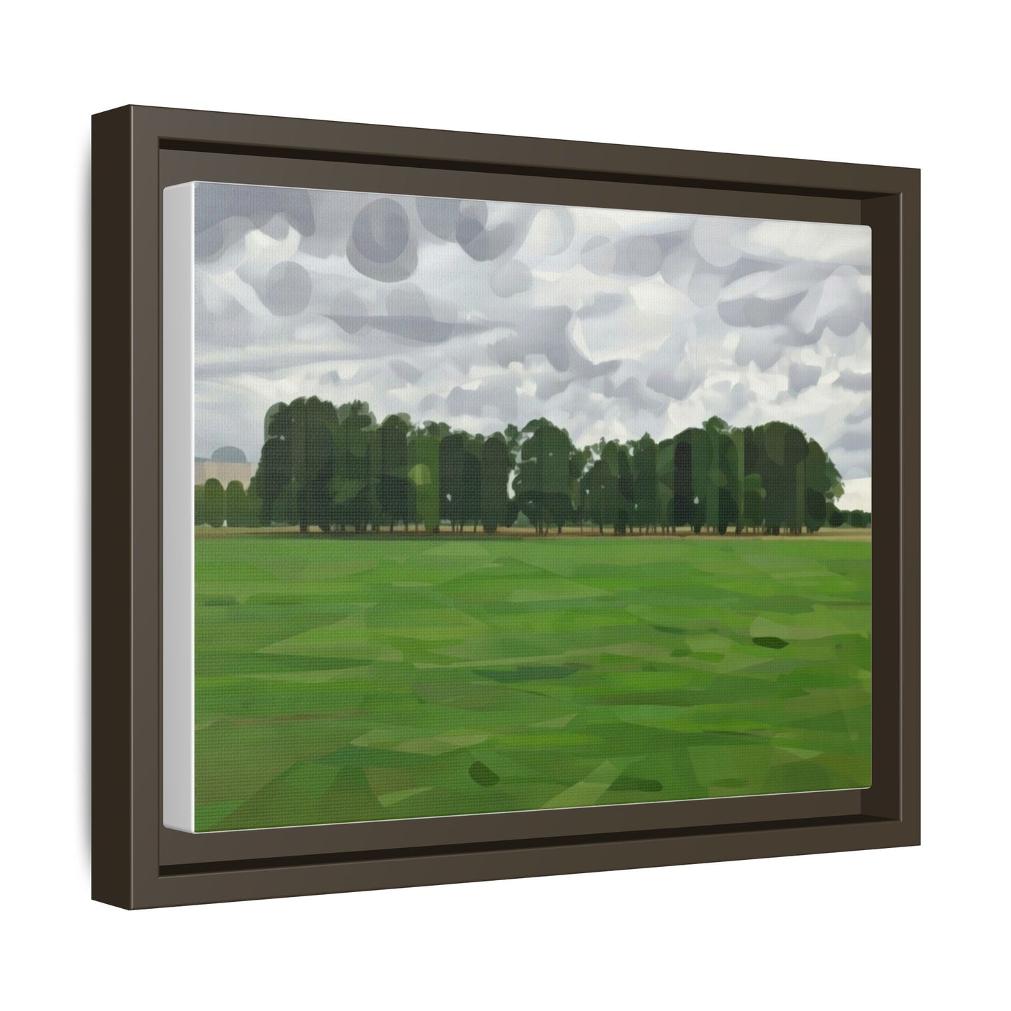 Framed Matte Canvas Print — Minimalist Green Landscape Art