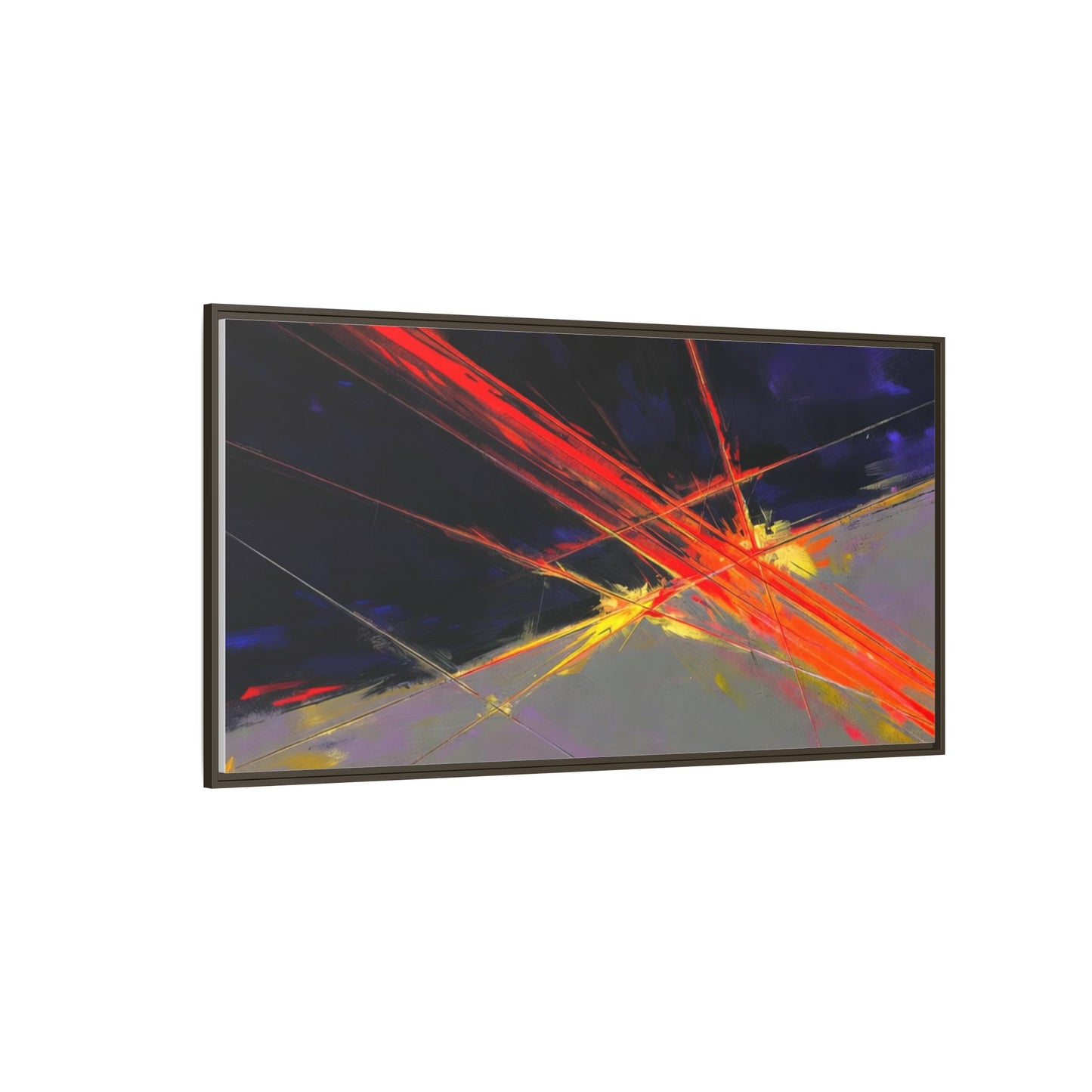 Abstract Red Streaks Framed Matte Canvas Art — Modern Multi‑Color Wall Decor