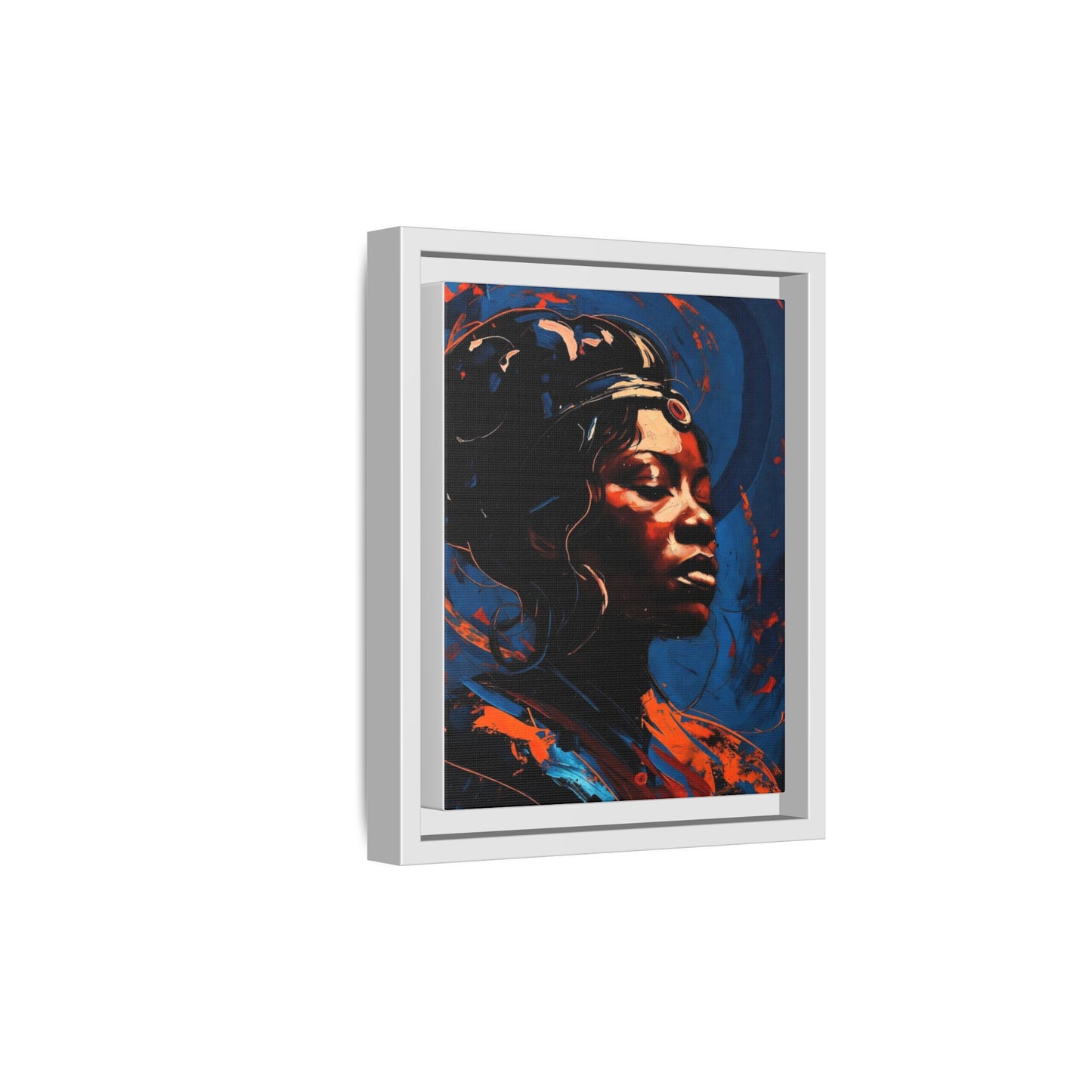 Framed Matte Canvas Art - Vibrant Portrait of a Black Woman (Multi-Color)