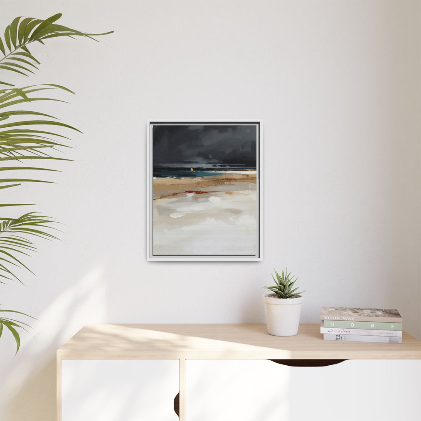 Framed Matte Canvas Beachscape Art Print — Coastal Abstract Wall Decor