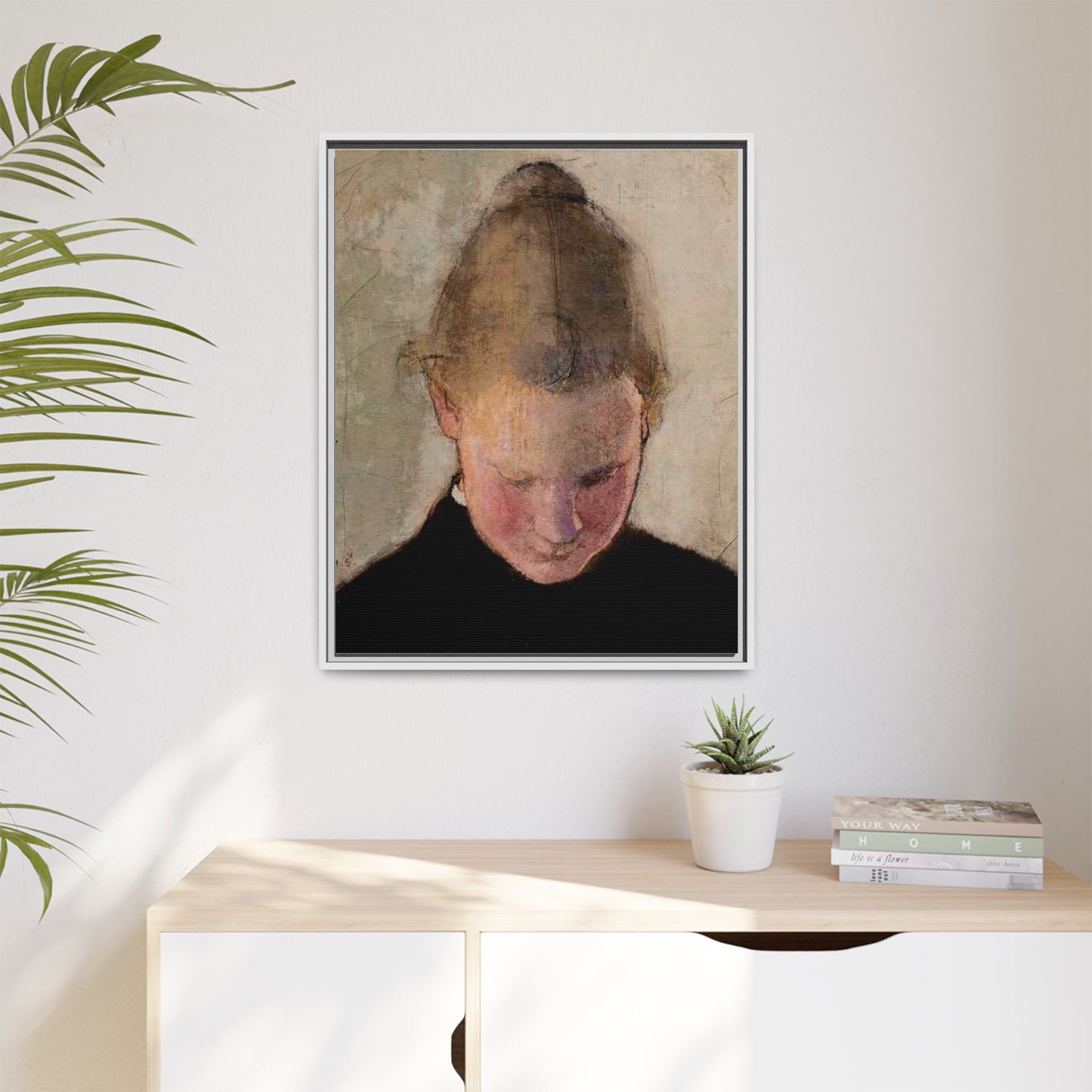 Lukeva tytto by Helena Schjerfbeck Framed Matte Canvas Art Print