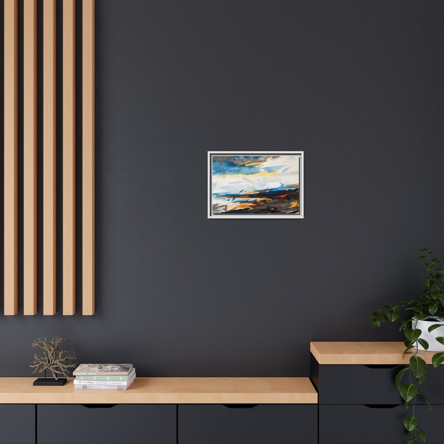 Abstract Coastal Waves Matte Canvas Framed Wall Art