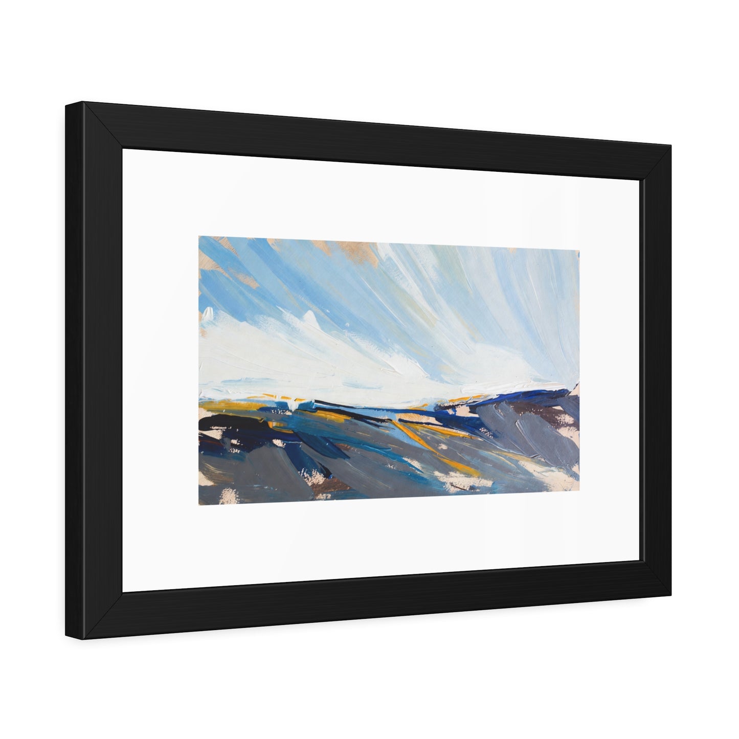 Abstract Coastal Landscape Framed Poster — Blue Seascape Wall Art