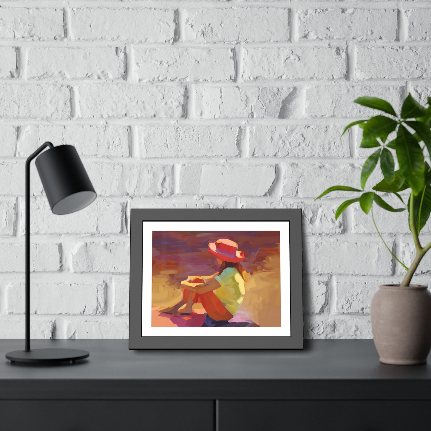Framed Poster — Vibrant Coastal Girl Illustration, Summer Beach Wall Art