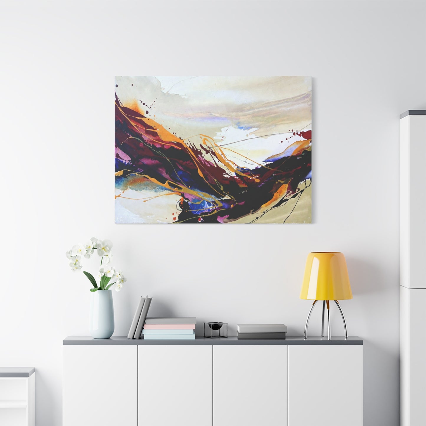 Abstract Color Flow Matte Stretched Canvas – Vibrant Modern Wall Art