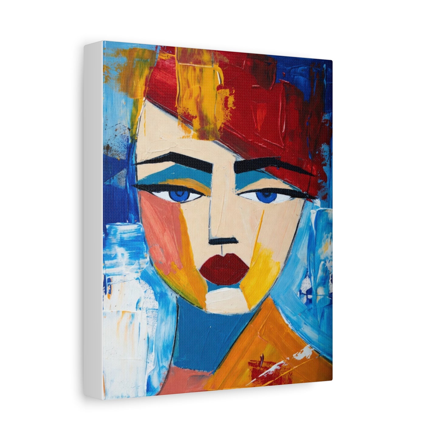 Abstract Colorful Face Matte Canvas Print — Modern Pop Art Portrait