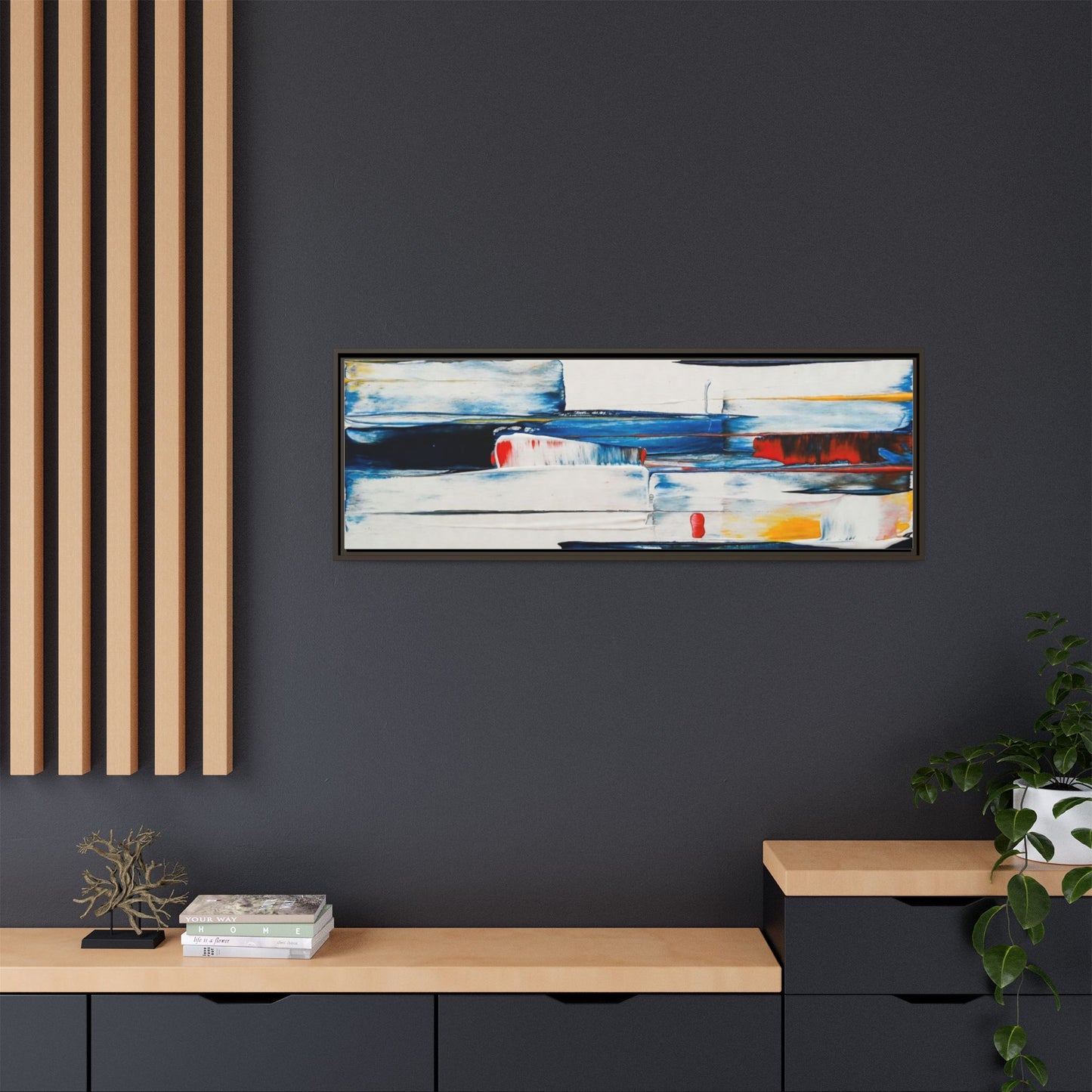 Abstract Coastal Brushstrokes Framed Canvas Print