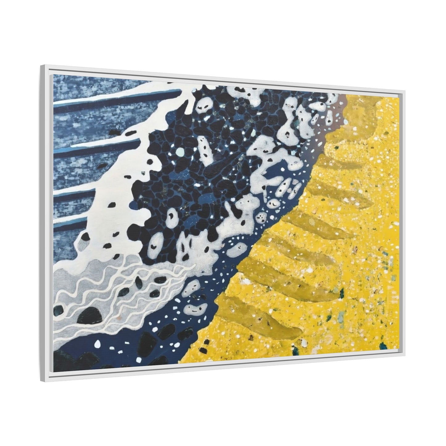 Framed Abstract Ocean & Sand Matte Canvas Print