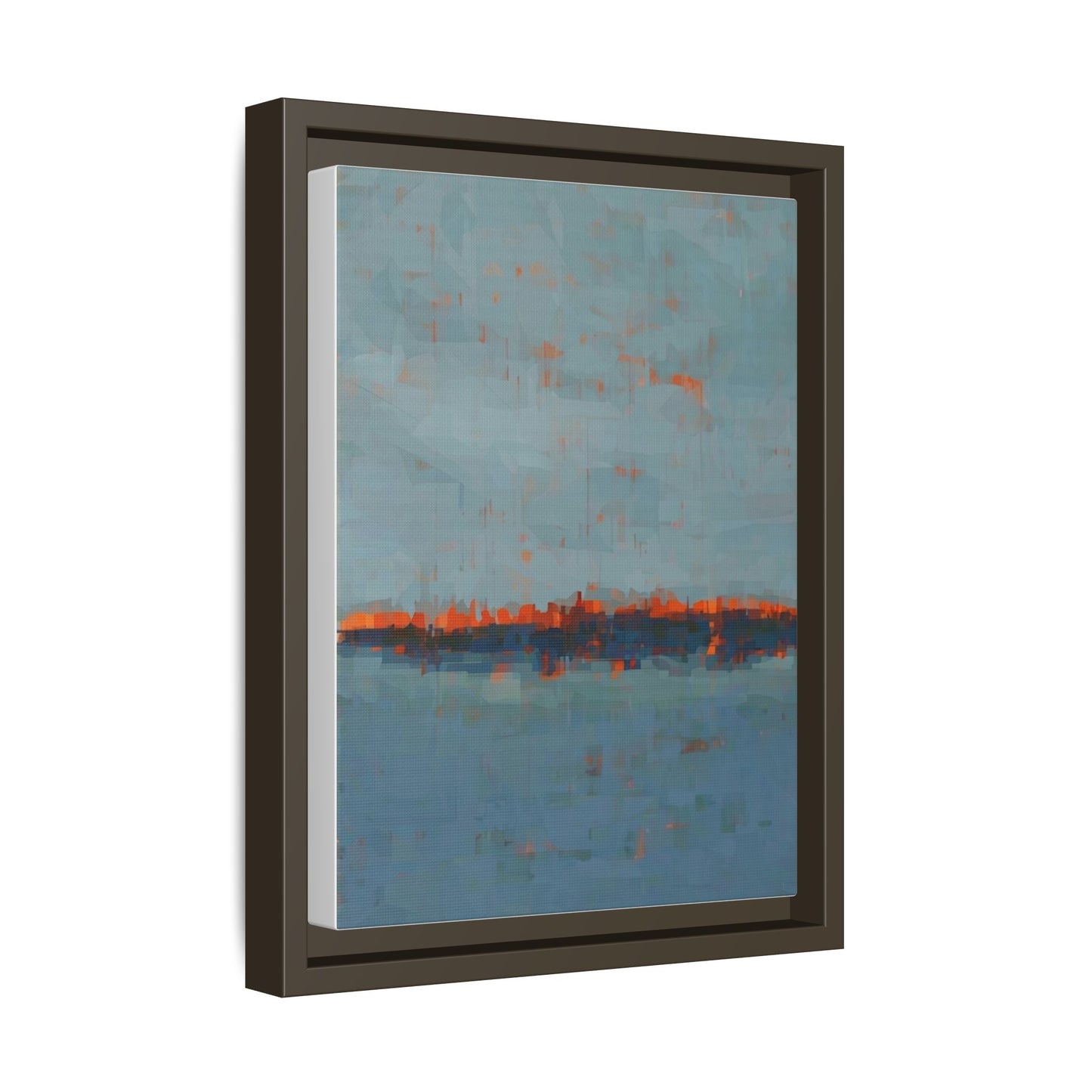 Framed Canvas Art — Teal & Orange Abstract Seascape