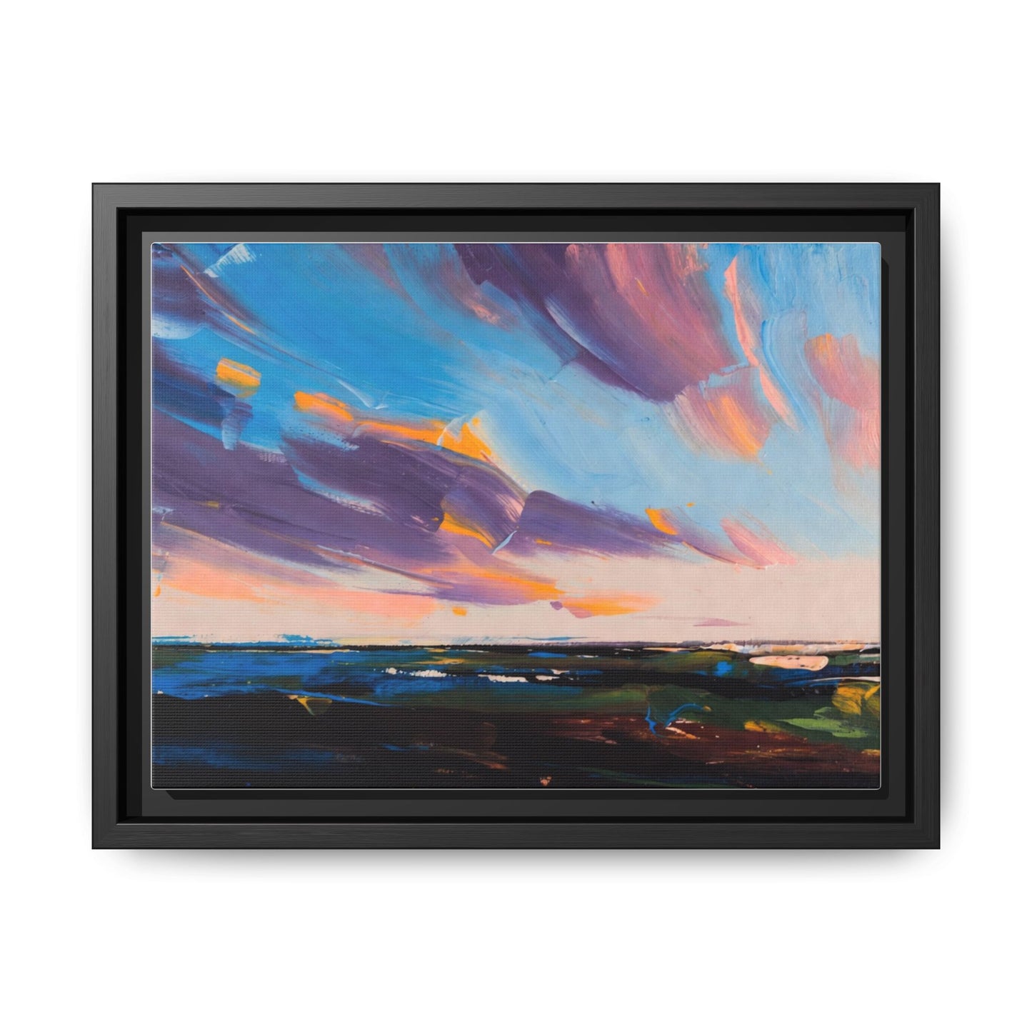 Framed Matte Canvas Abstract Seascape Sunset Art Print