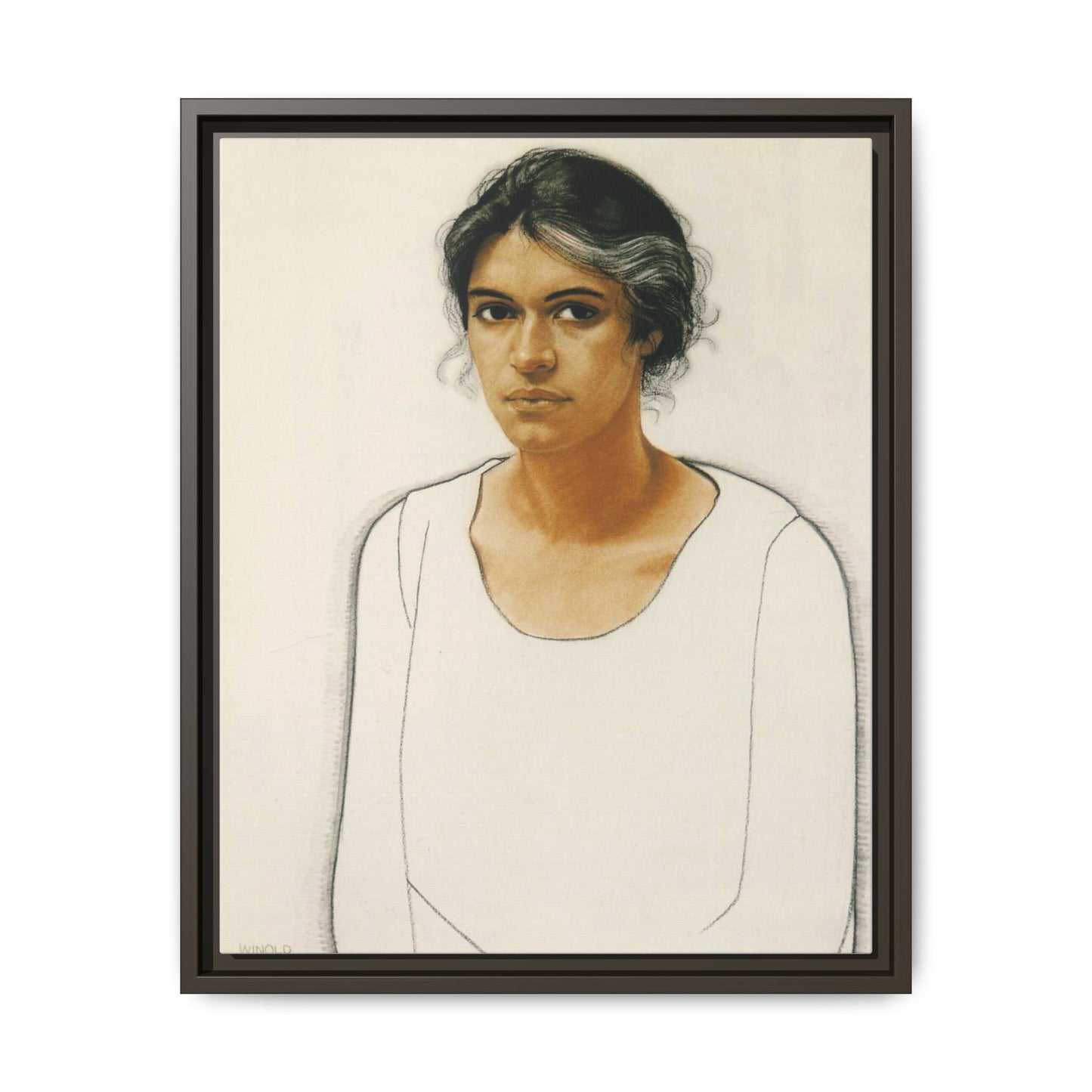 Portrait of a Woman by Winold Reiss Framed Matte Canvas Portrait Print