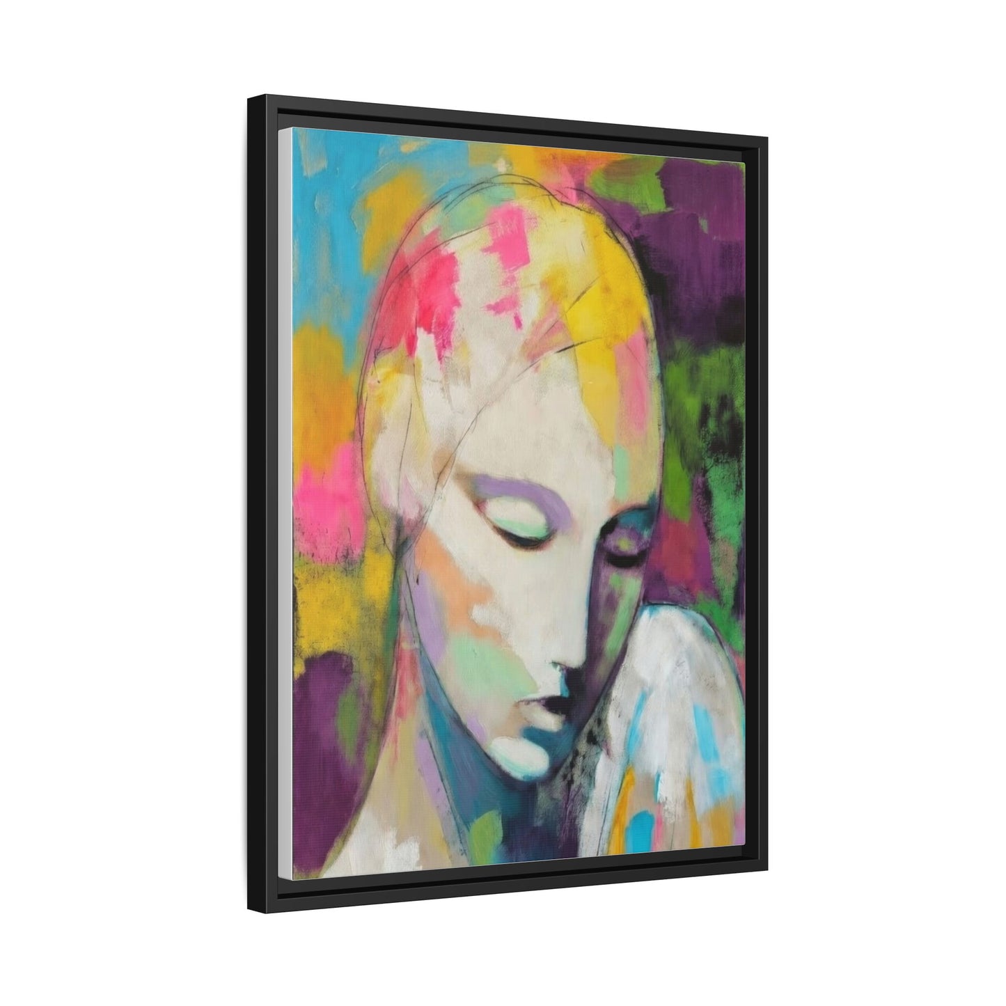 Framed Matte Canvas Art - Colorful Abstract Portrait