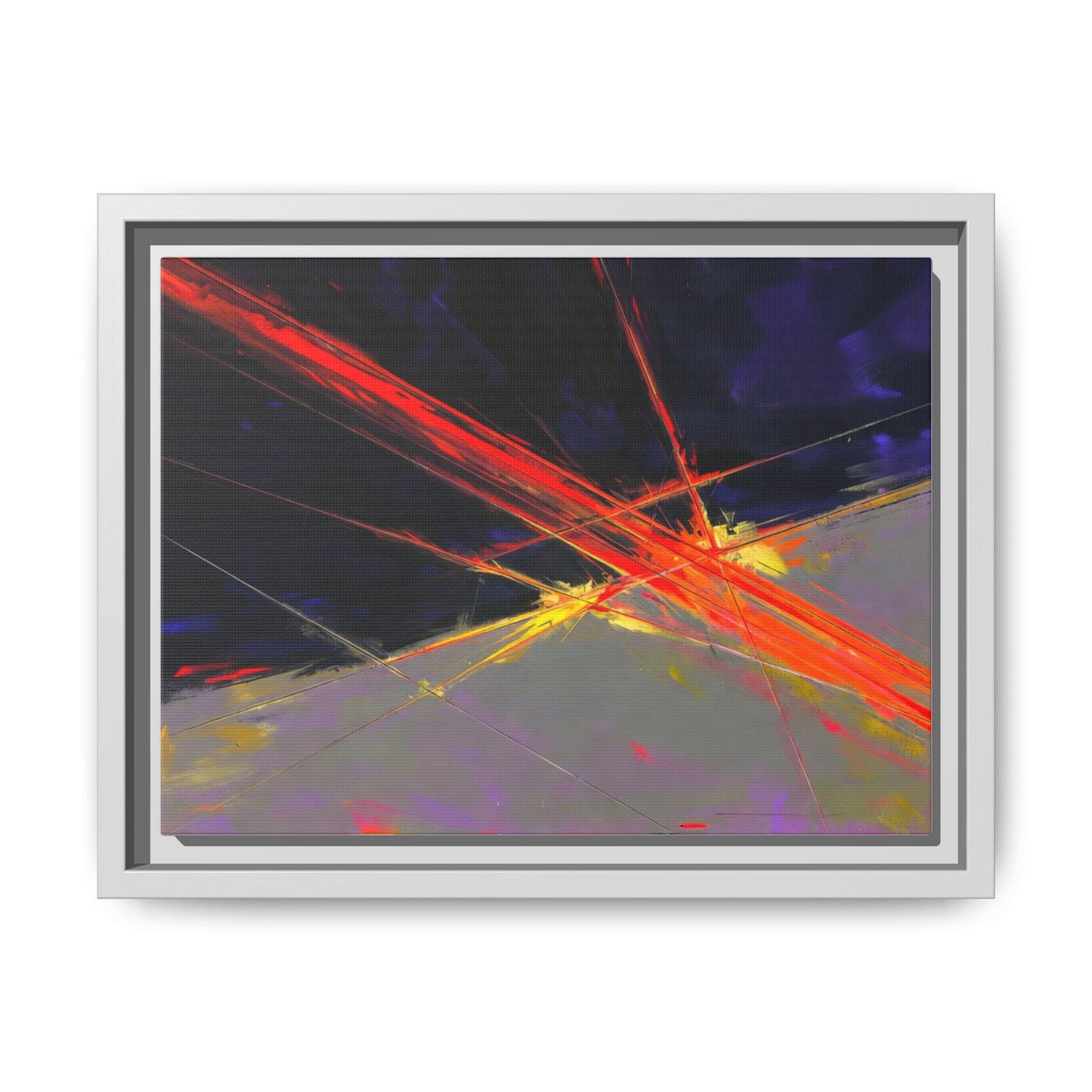 Abstract Red Streaks Framed Matte Canvas Art — Modern Multi‑Color Wall Decor