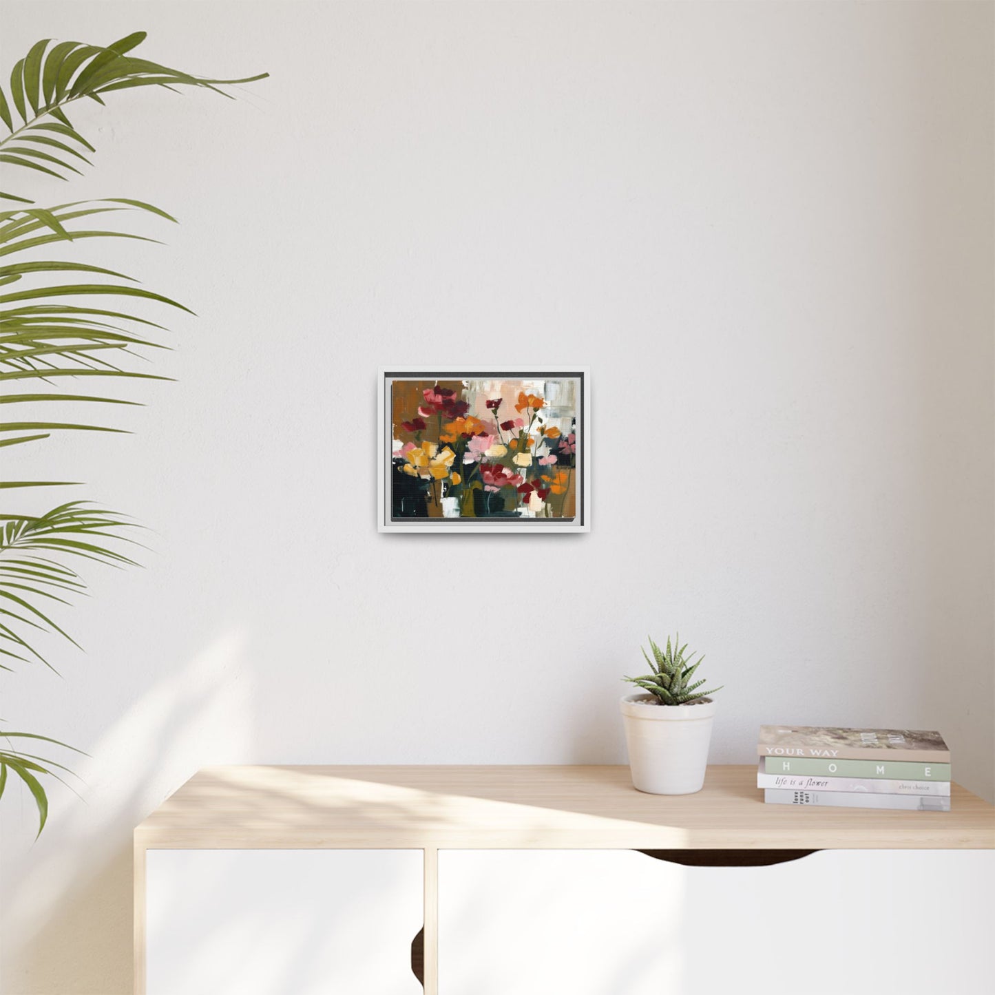 Framed Matte Canvas Floral Abstract Wall Art