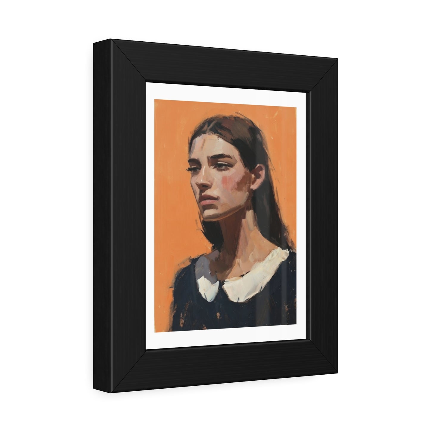 Framed Art Print — Portrait Painting on Orange Background