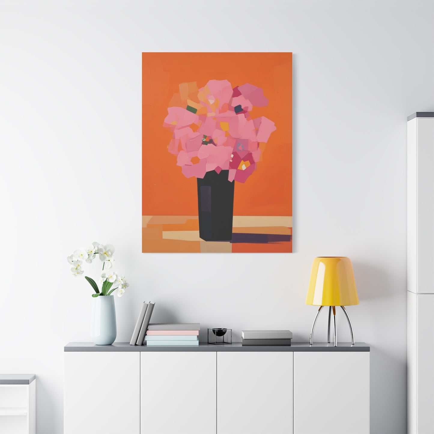 Modern Pink Flowers Canvas Print — Abstract Floral Wall Art