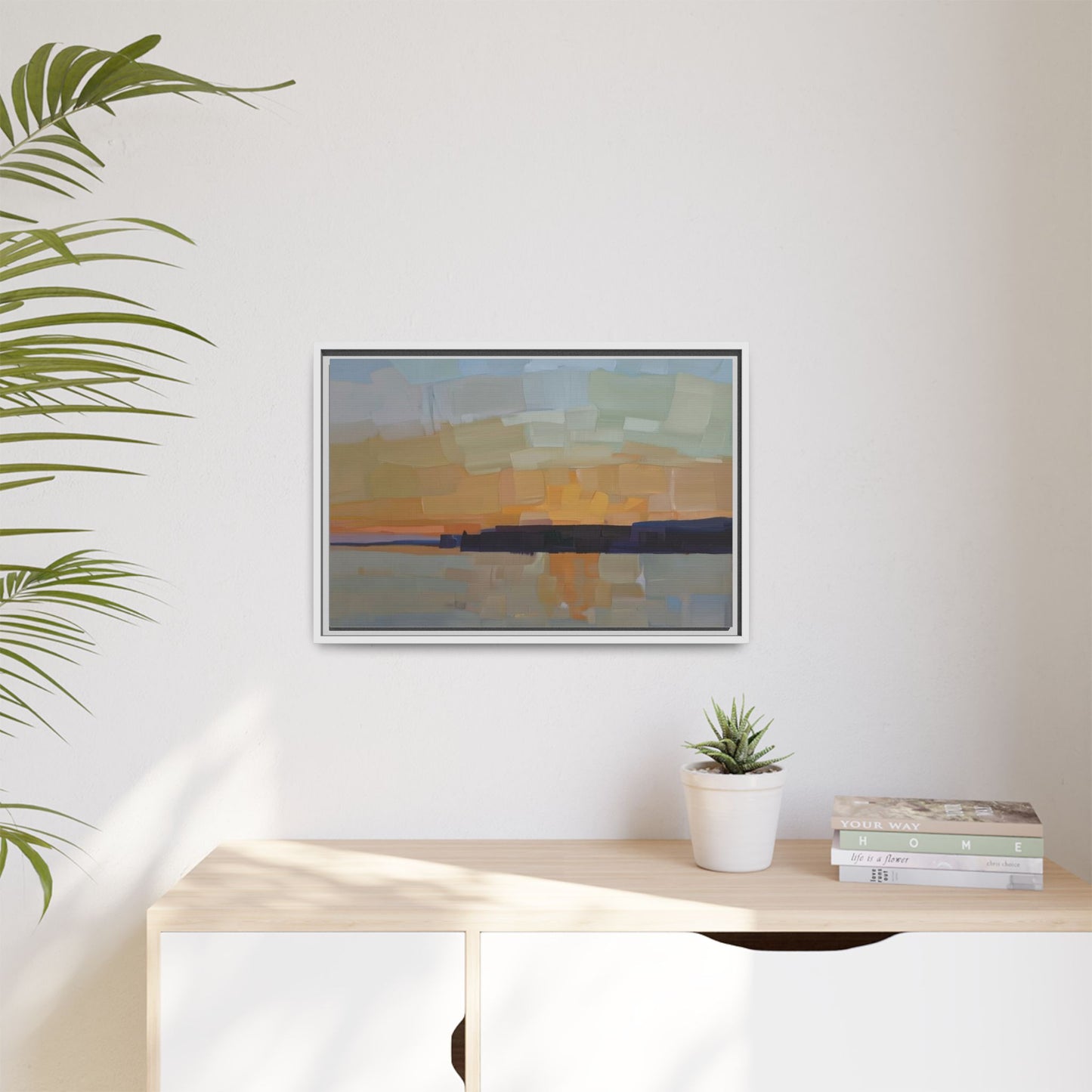 Framed Matte Canvas Sunset Abstract Landscape Art Print