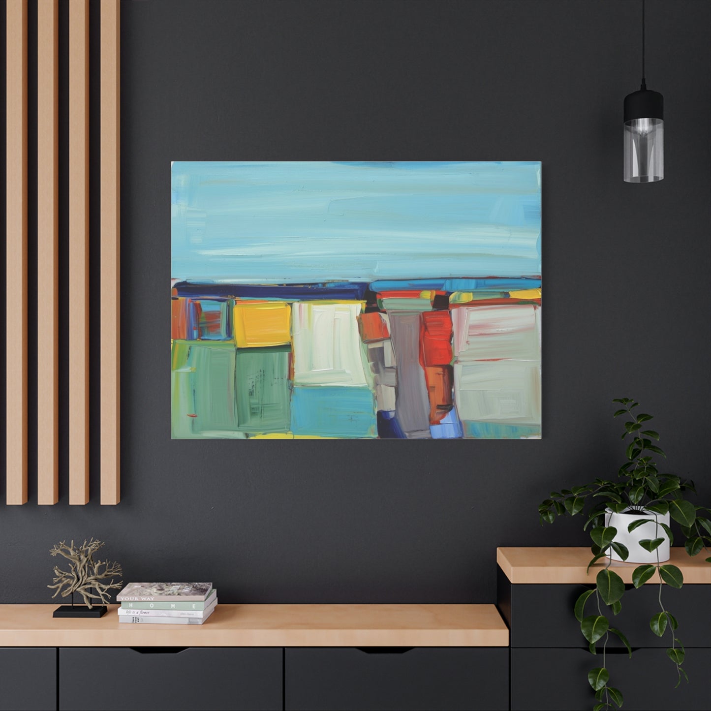 Abstract Coastal Landscape Canvas Print — Colorful Modern Seascape Wall Art
