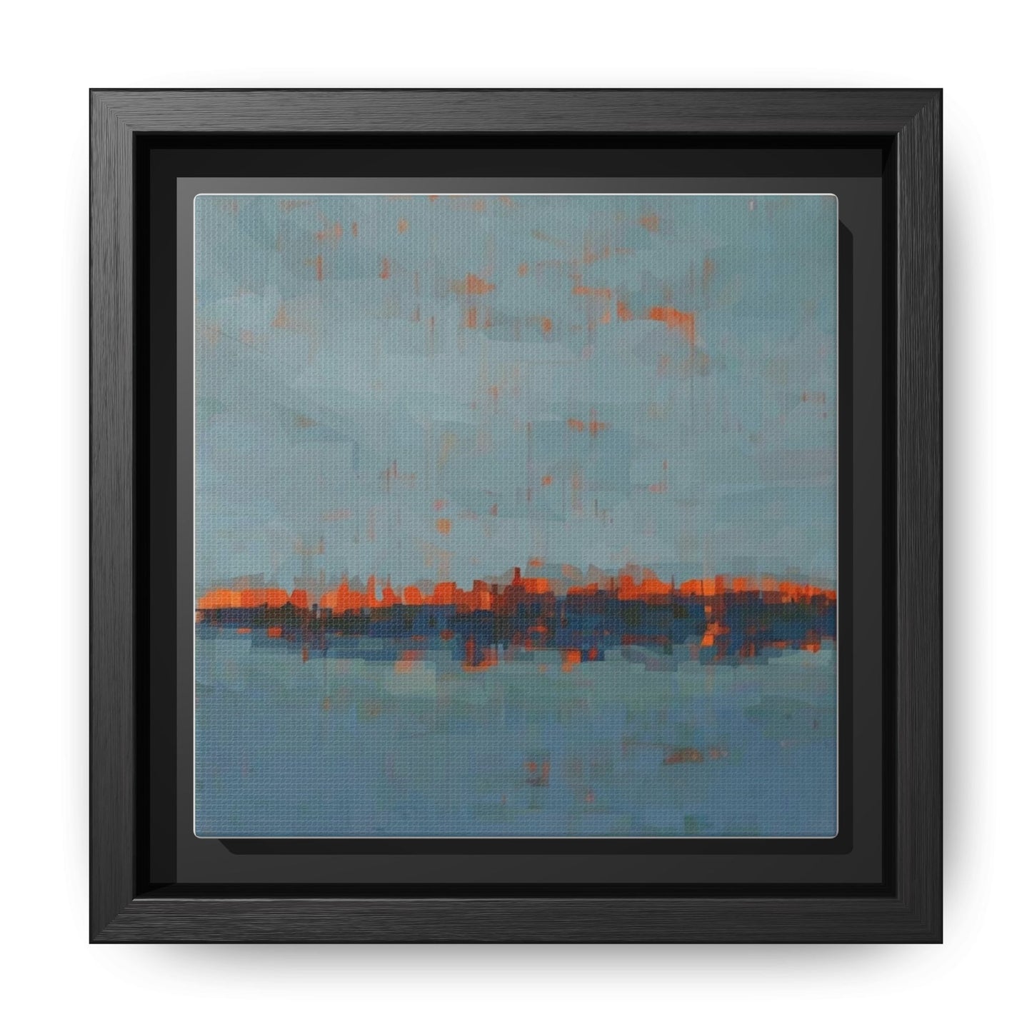 Framed Canvas Art — Teal & Orange Abstract Seascape