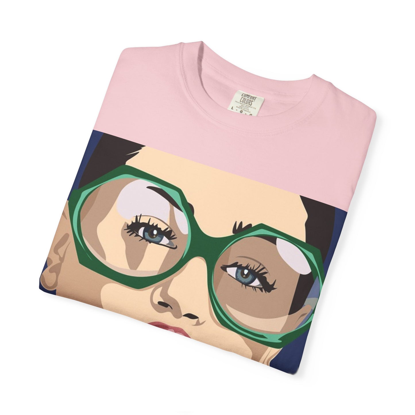 Pop Art Woman Graphic T‑Shirt — Retro Chic Green Glasses Design