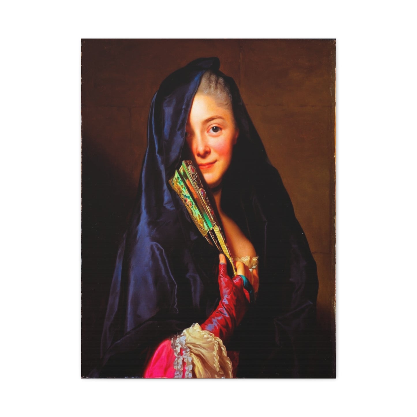 Vintage Portrait Canvas Print — Elegant Lady with Fan Matte Stretched Wall Art