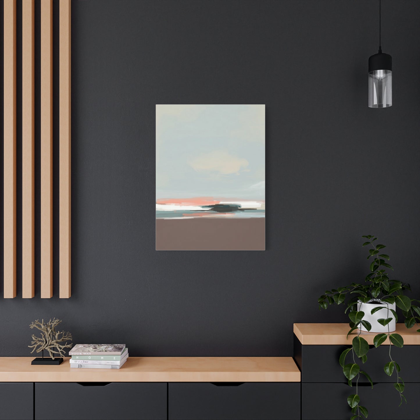 Coastal Abstract Canvas Art – Soft Pastel Seascape Matte Stretched Canvas