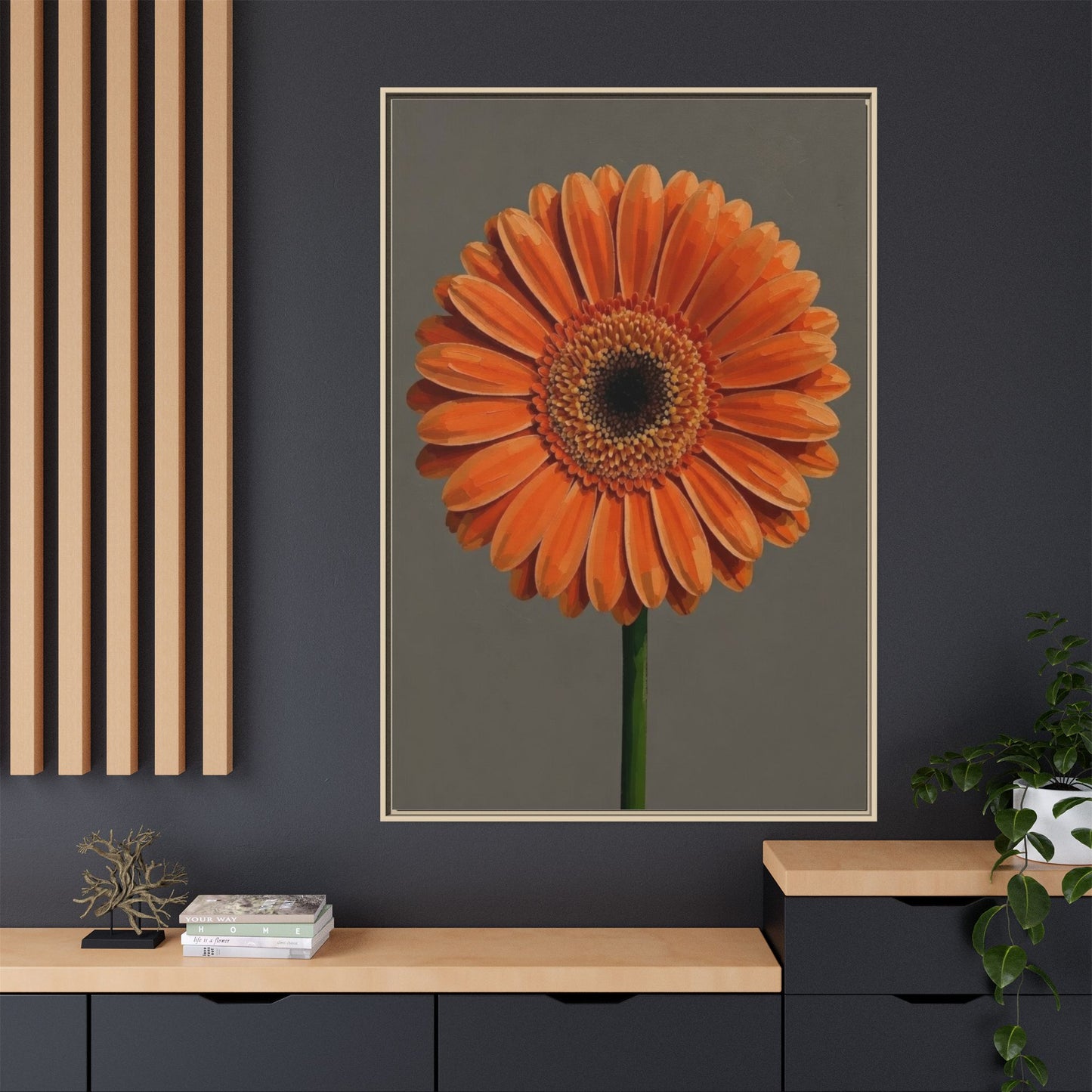 Orange Gerbera Daisy Matte Canvas Print (Framed)
