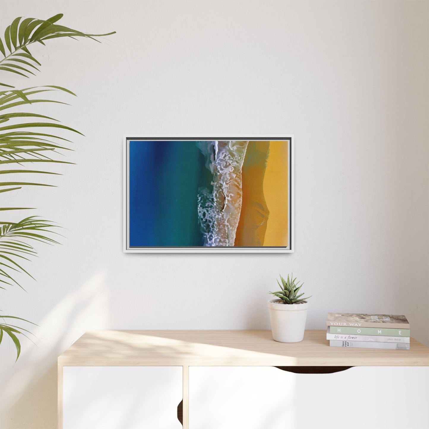 Framed Matte Canvas Seascape Print – Coastal Waves Wall Art