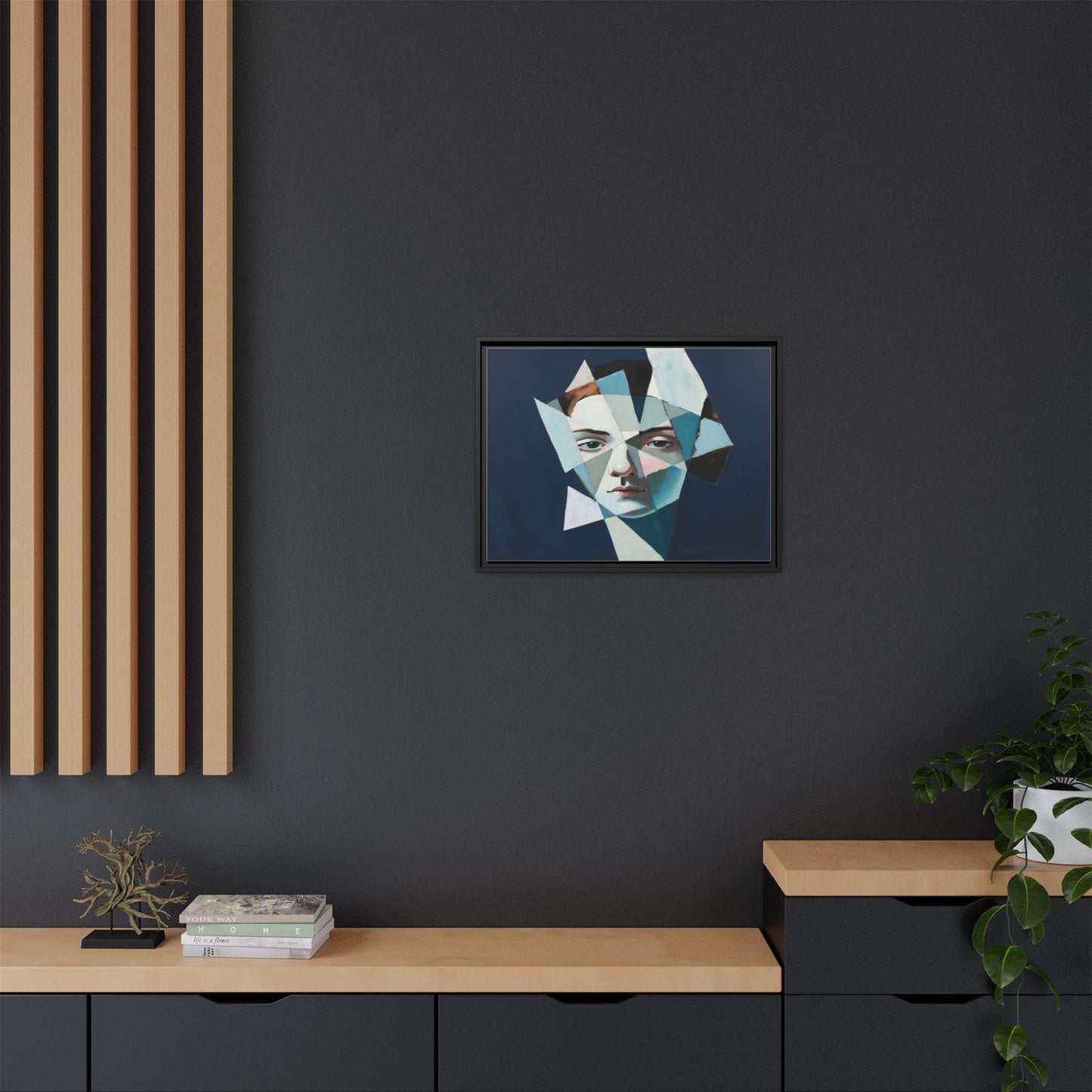 Abstract Fragmented Portrait Matte Canvas (Framed)