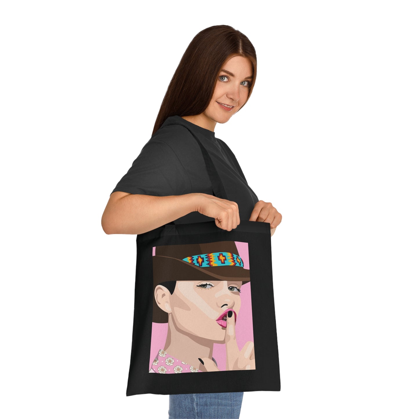 Pop Art Woman Tote Bag — Stylish Retro Portrait Cotton Shopper