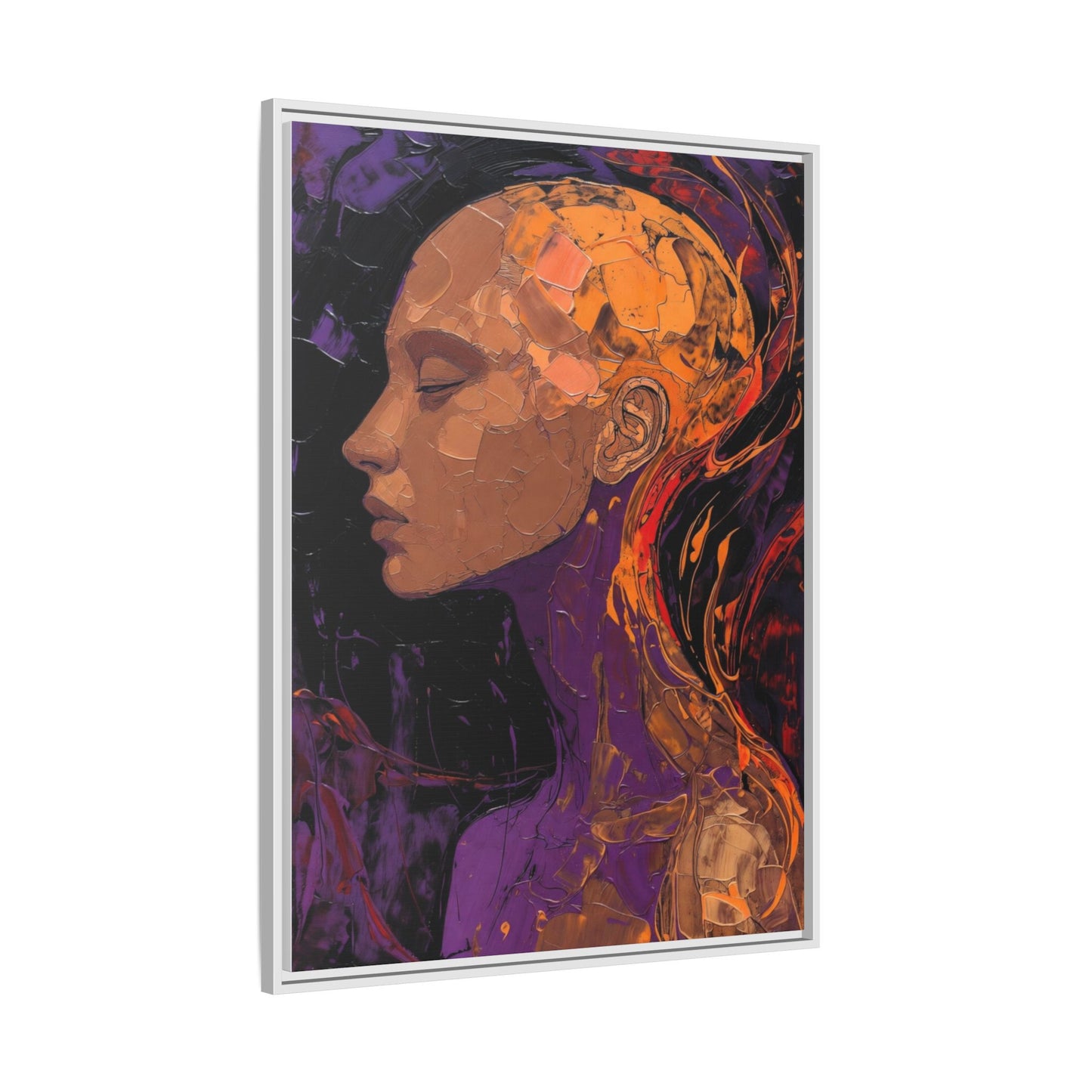 Abstract Profile Portrait Matte Framed Canvas — Multicolor Feminine Art Print