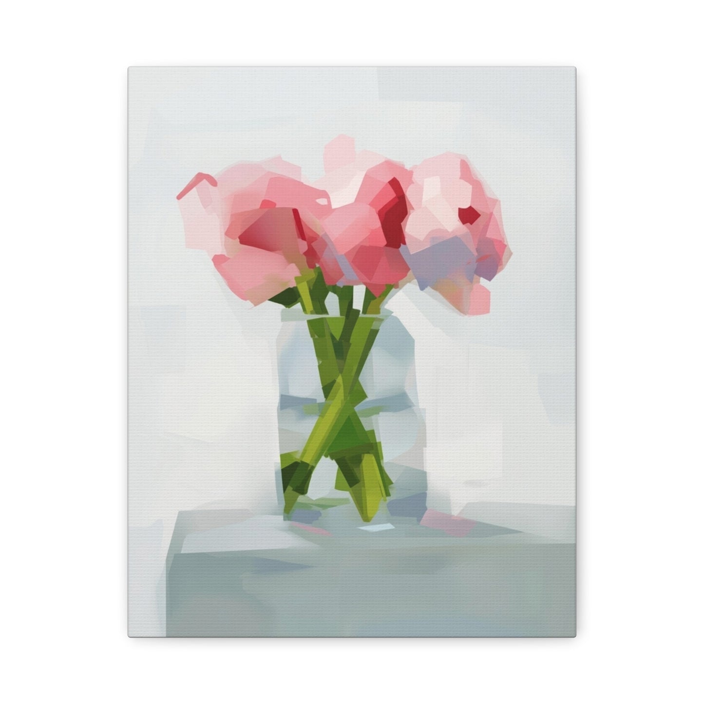 Pink Peonies Vase Canvas Art — Stretched Matte Wall Decor