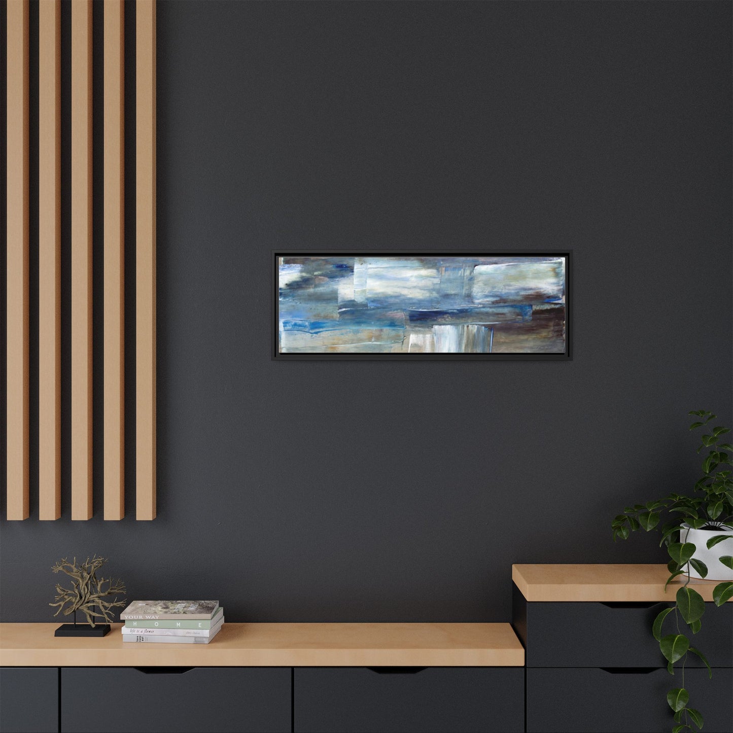 Abstract Blue Coastal Matte Canvas Framed Wall Art