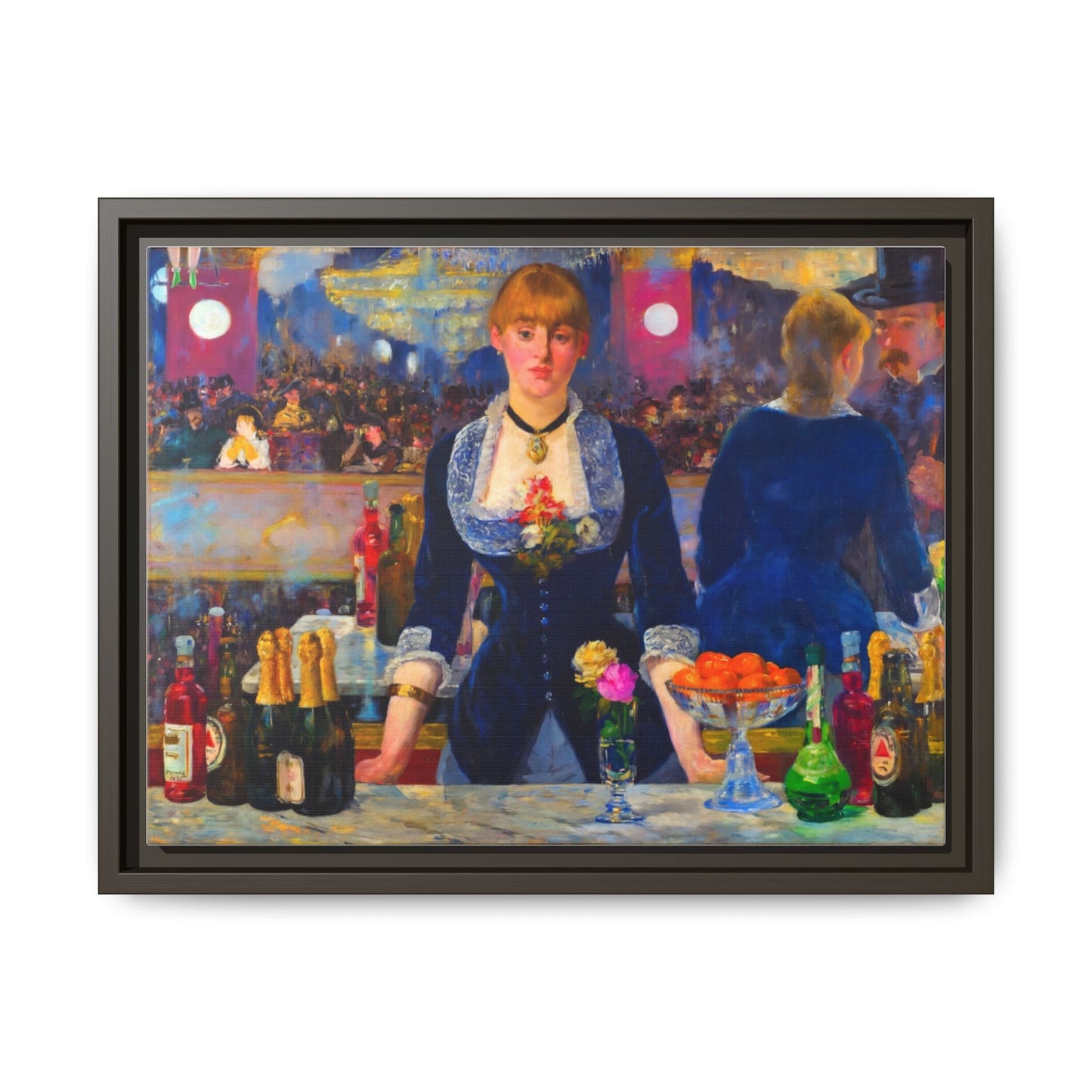 Framed Matte Canvas Print — Vintage Parisian Bar Scene