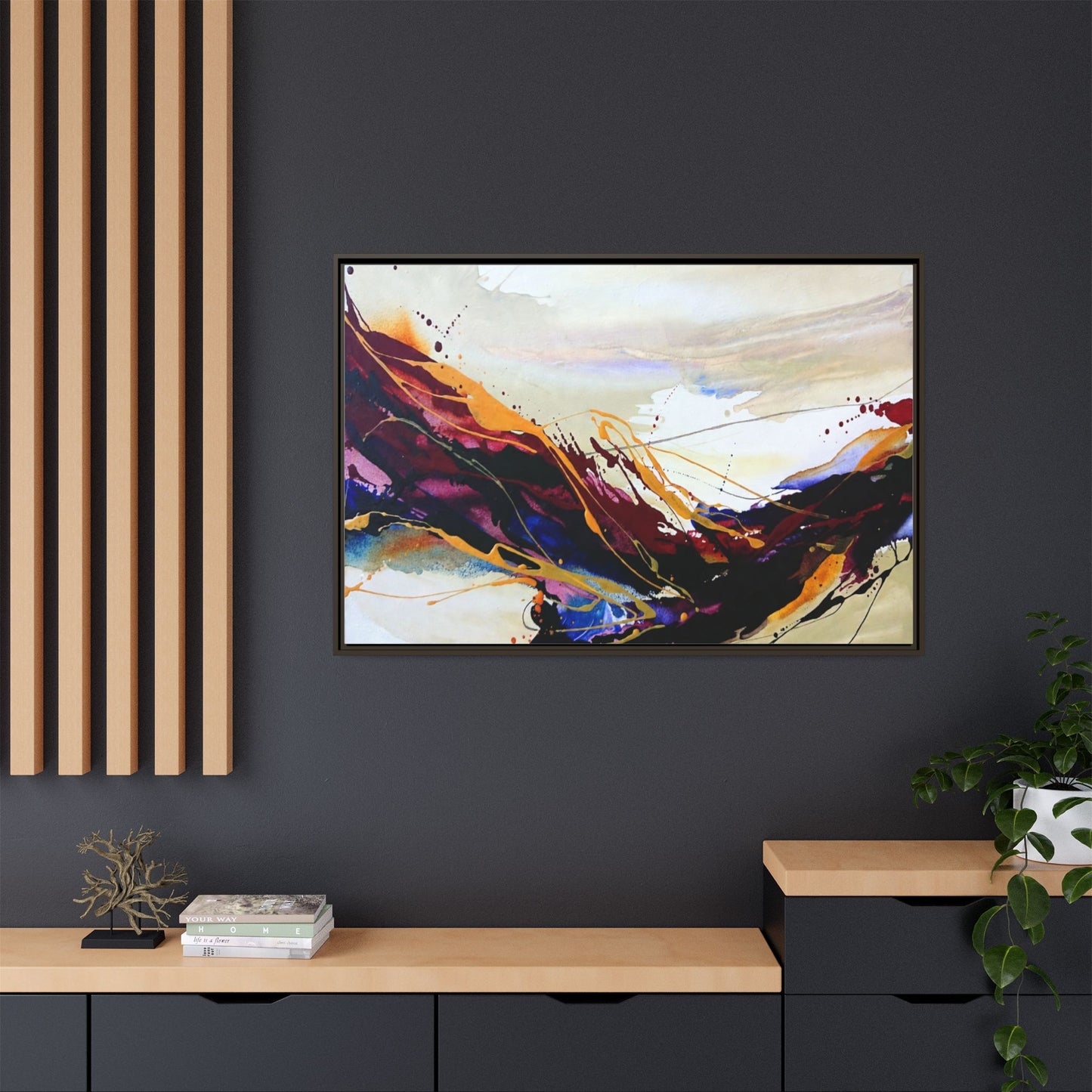 Abstract Flow Matte Canvas Framed Wall Art