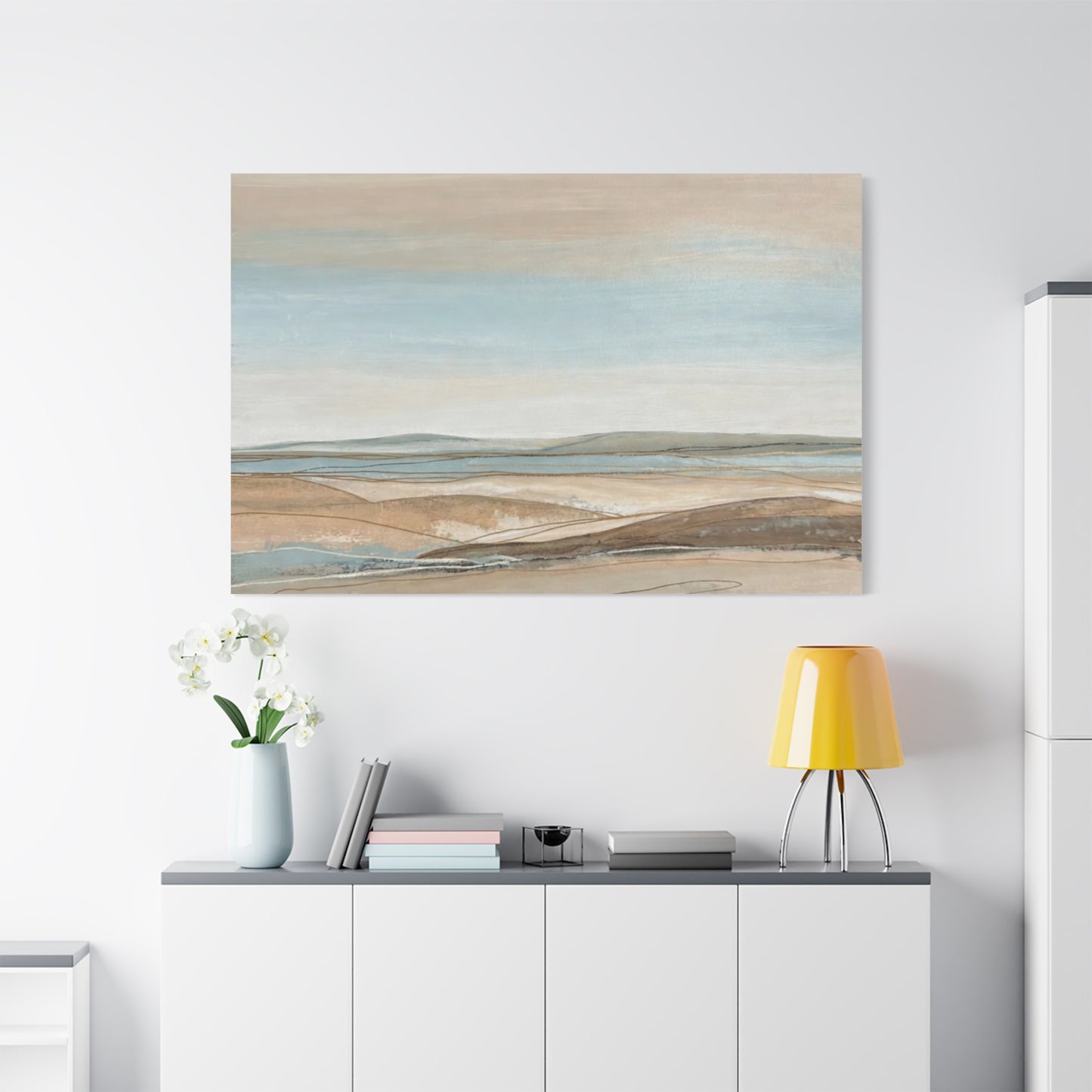 Coastal Pastel Landscape Canvas — Matte Stretched Wall Art