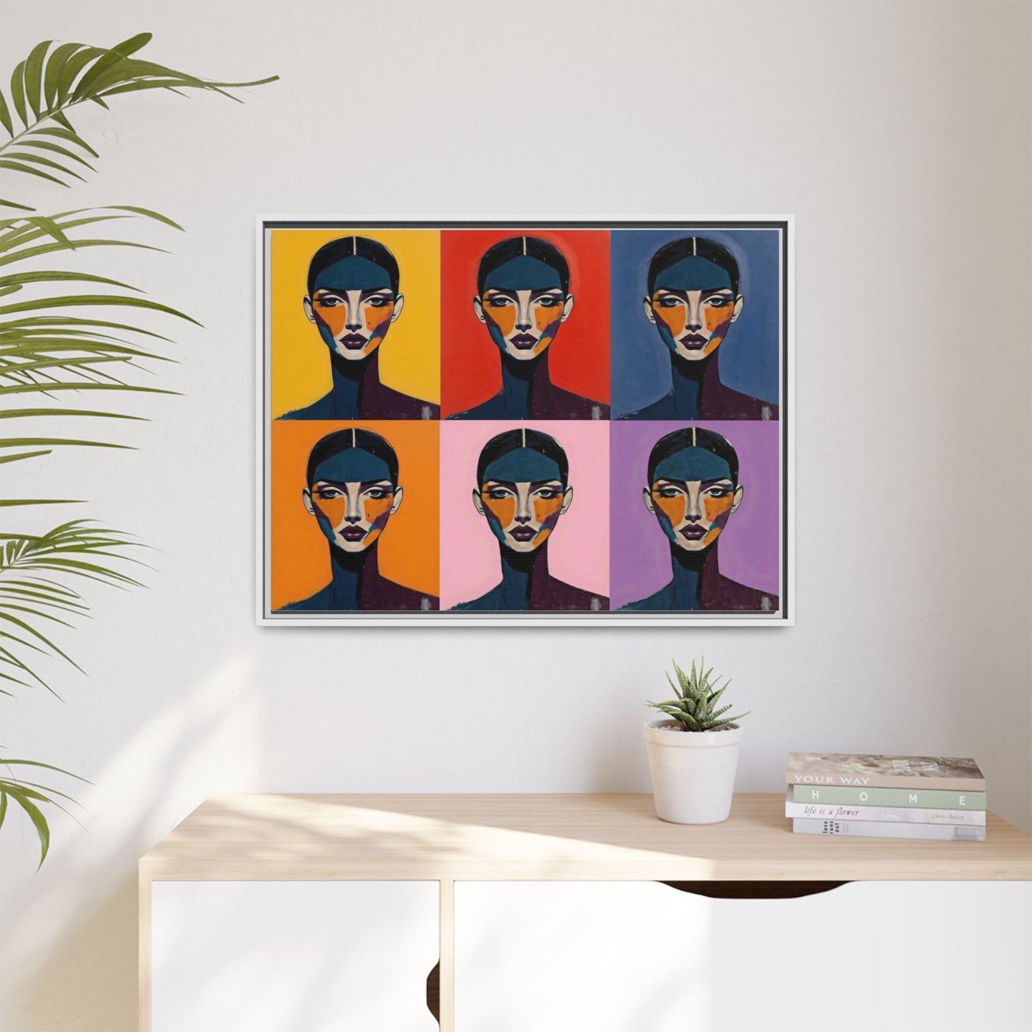 Pop Art Portrait Matte Canvas — Framed Multi-Color Wall Art