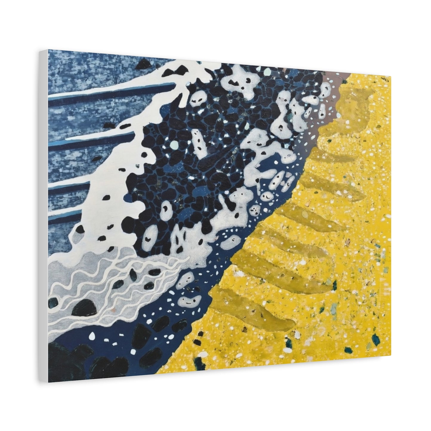 Abstract Blue & Yellow Fluid Art Canvas Print — Matte Stretched Wall Art