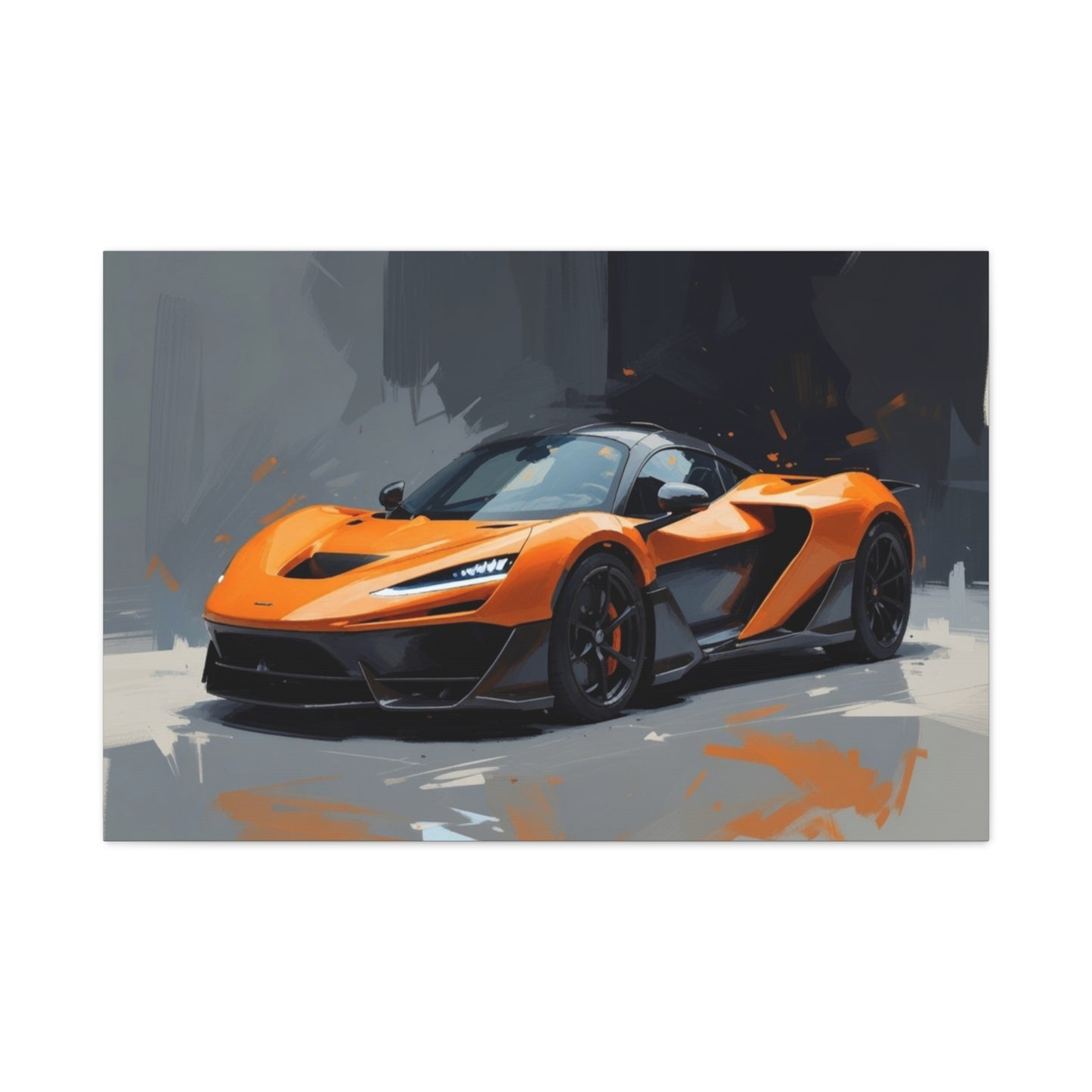 Orange Supercar Matte Canvas Wall Art – Stretched 1.25" Sports Car Print