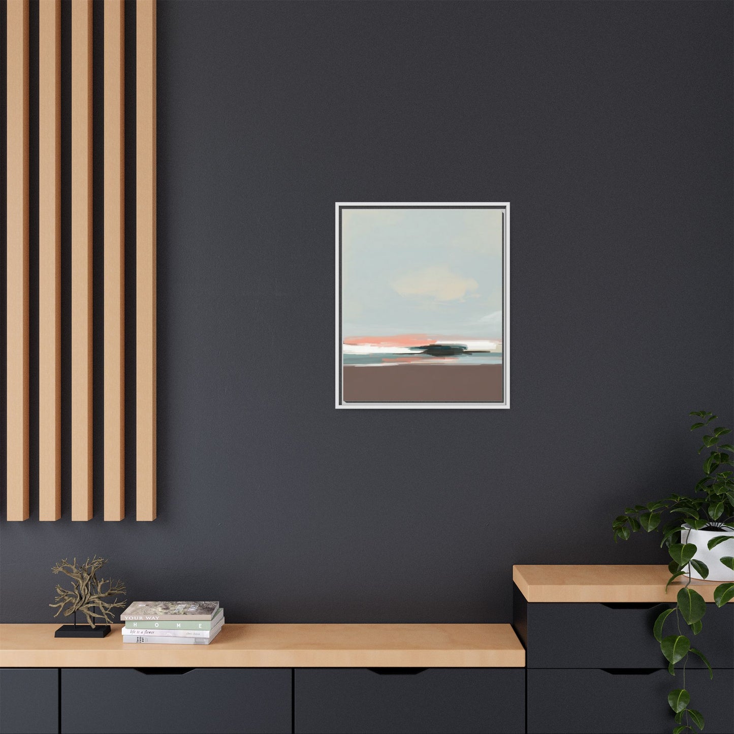 Framed Matte Canvas Print — Soft Coastal Abstract Landscape