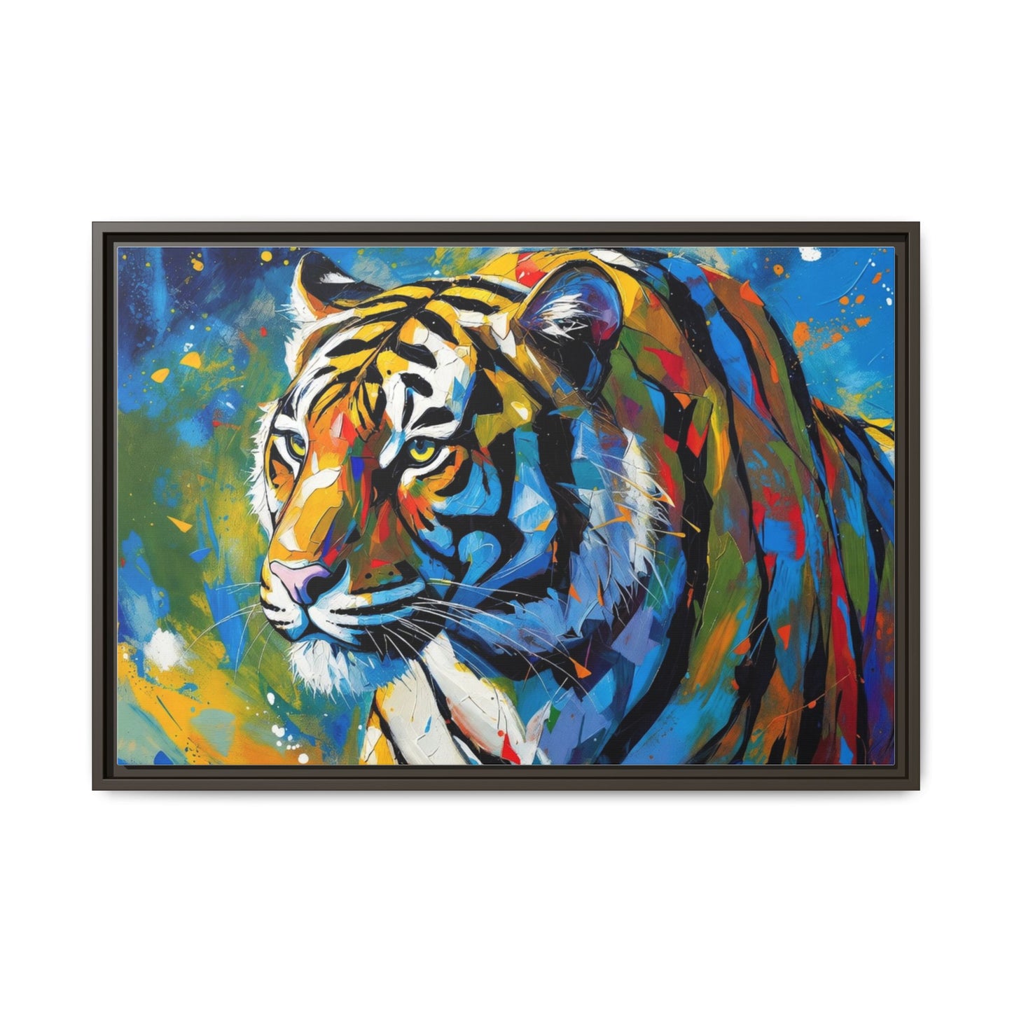 Colorful Tiger Matte Canvas Framed Art — Vibrant Wildlife Wall Decor
