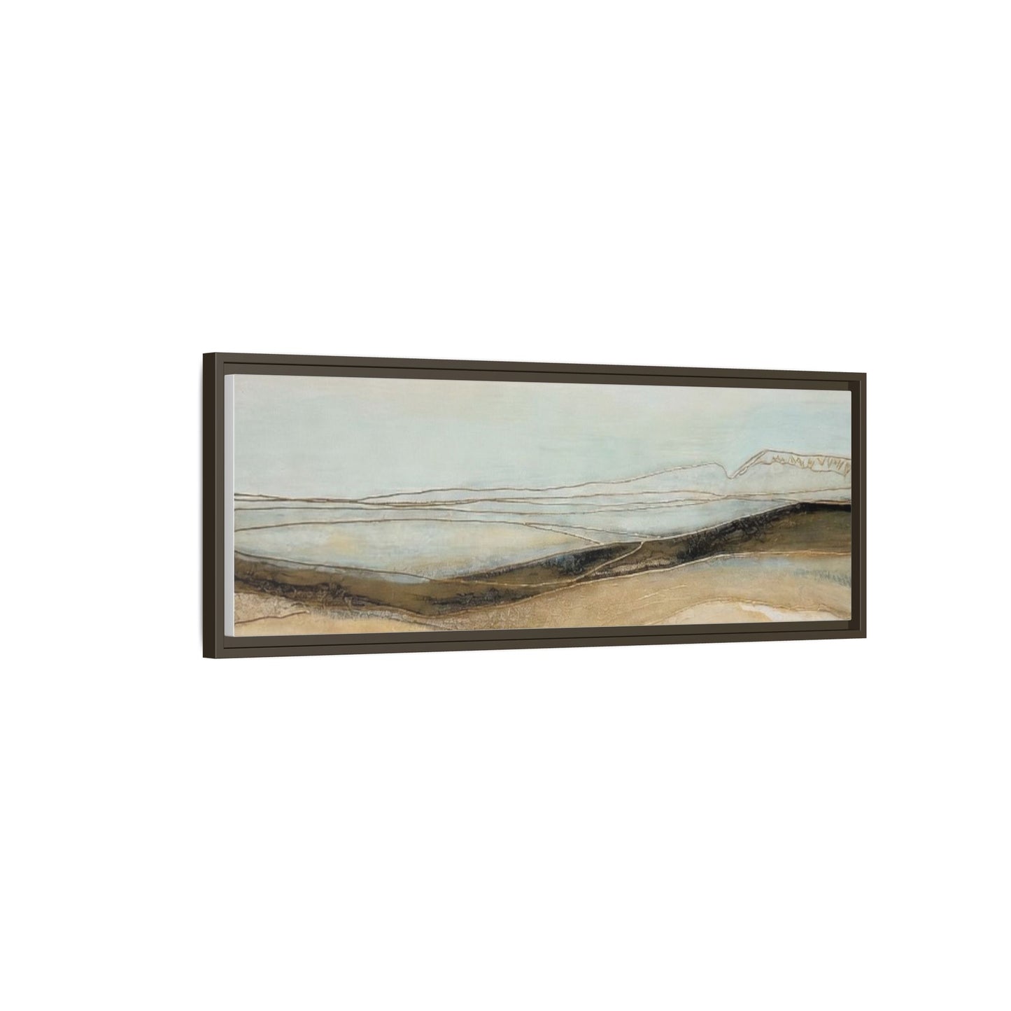 Framed Matte Canvas Wall Art — Neutral Abstract Landscape in Soft Blues & Earth Tones