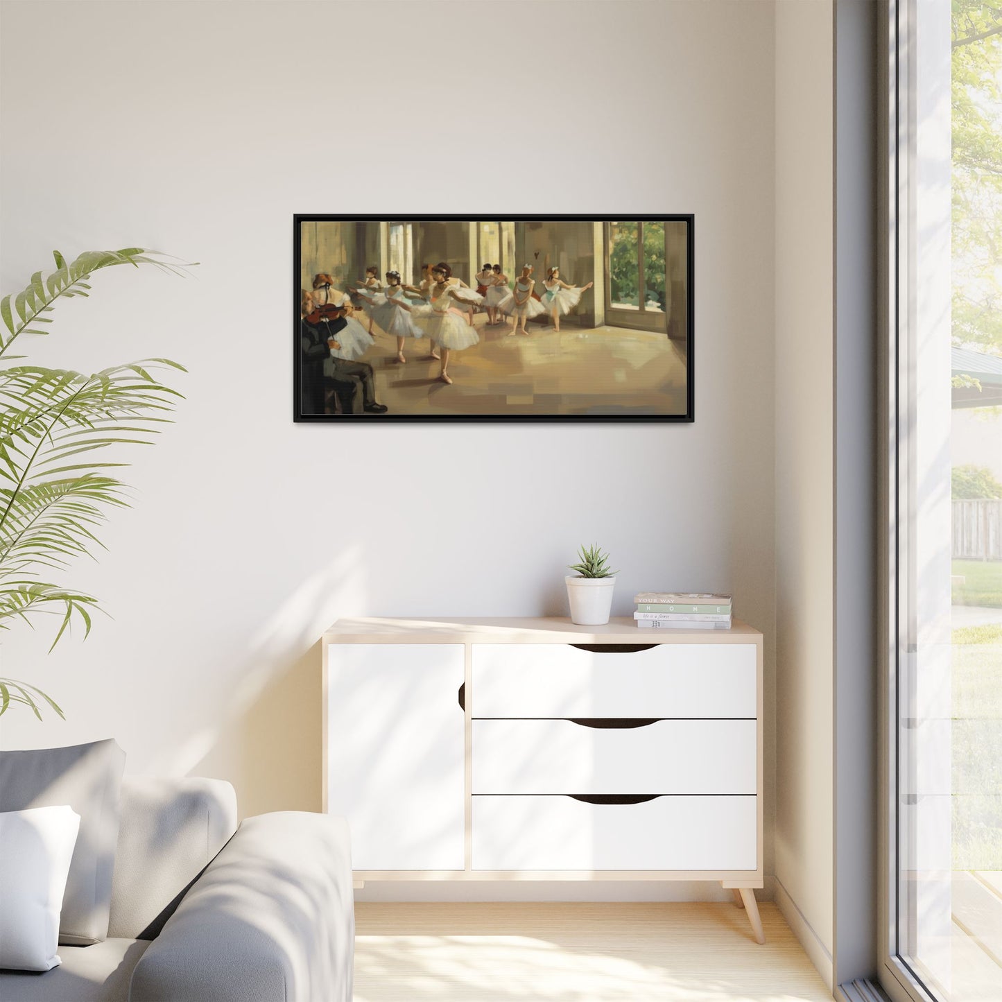 Framed Matte Canvas Print — Ballet Class Scene (Impressionist Dancers)