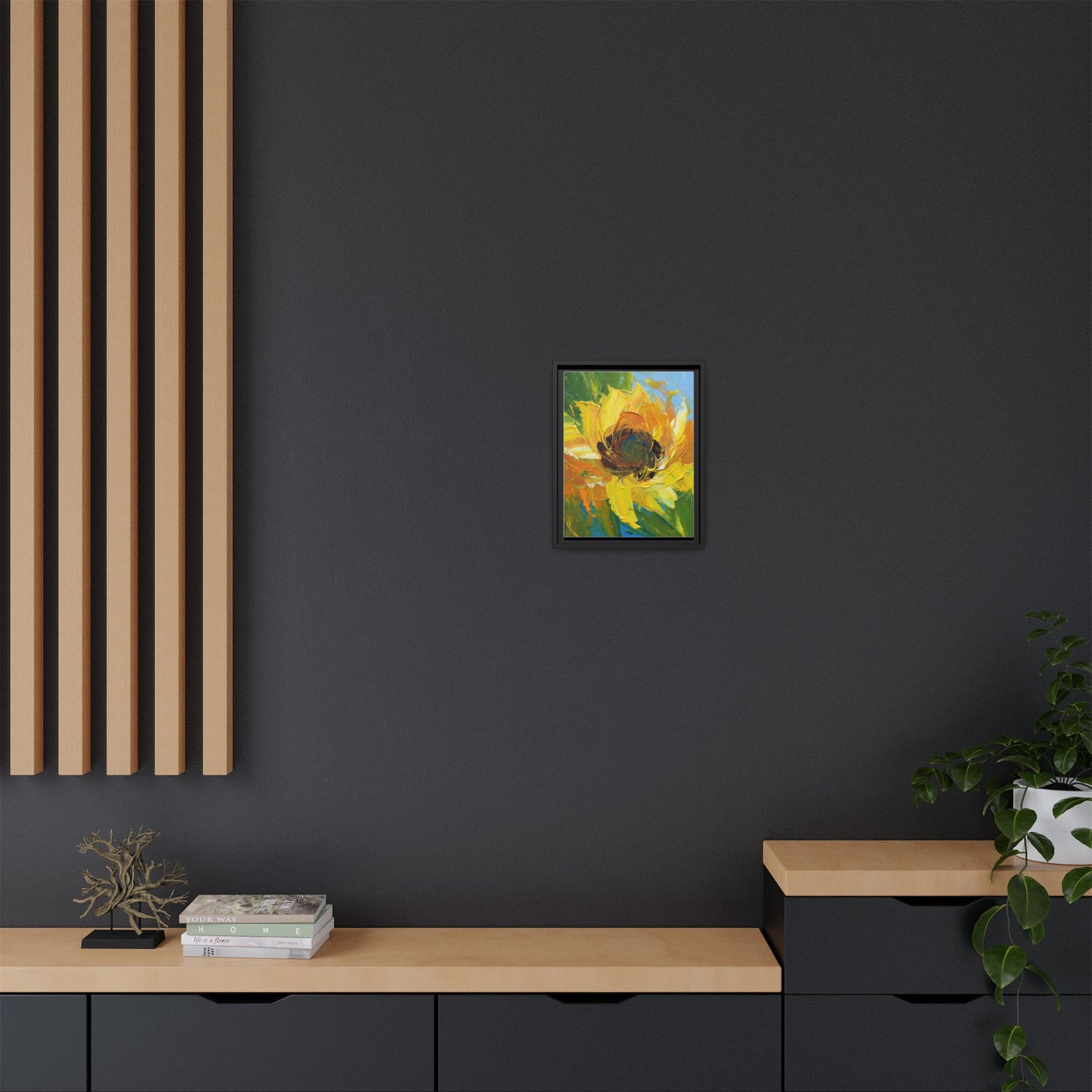 Framed Sunflower Abstract Matte Canvas Print