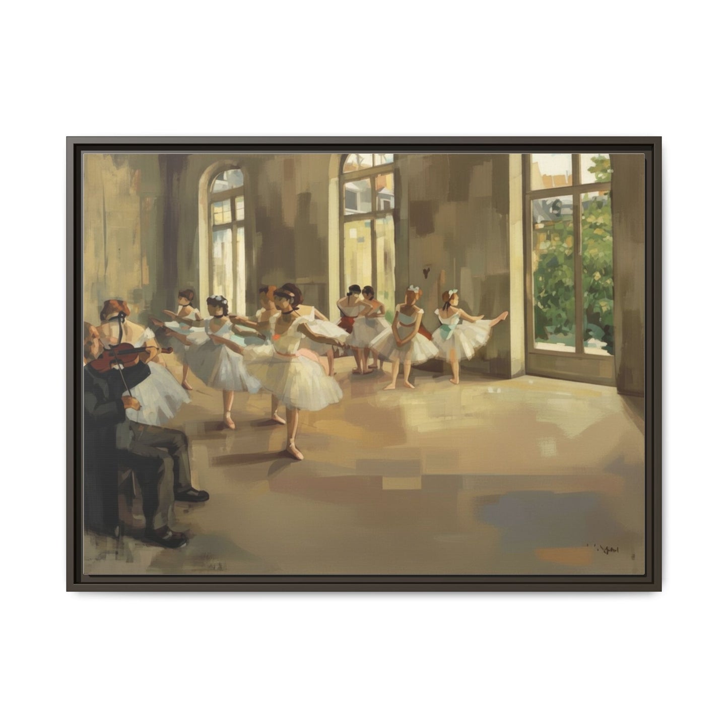 Framed Matte Canvas Print — Ballet Class Scene (Impressionist Dancers)