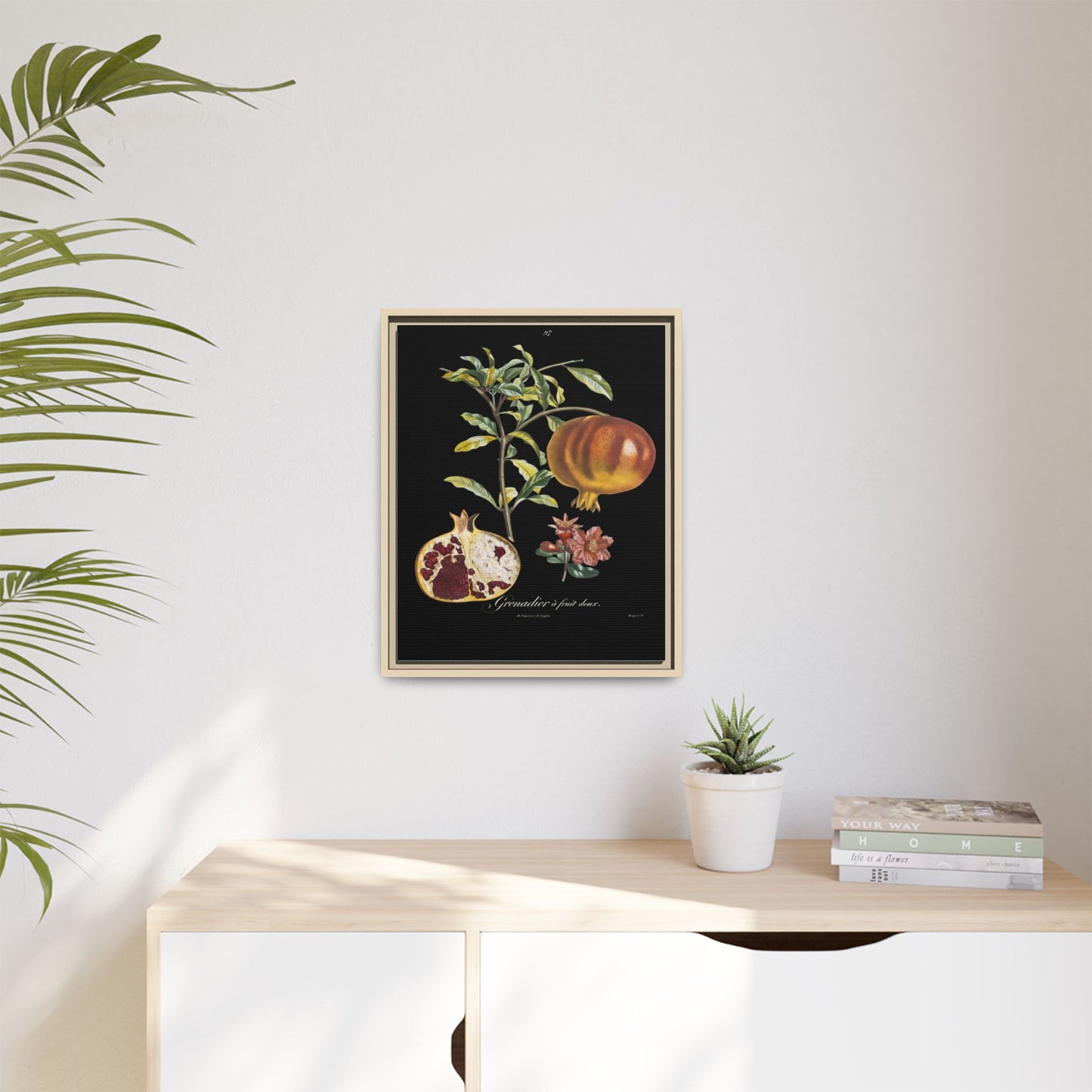 Pomegranate Botanical Framed Canvas Print — Vintage Fruit Wall Art