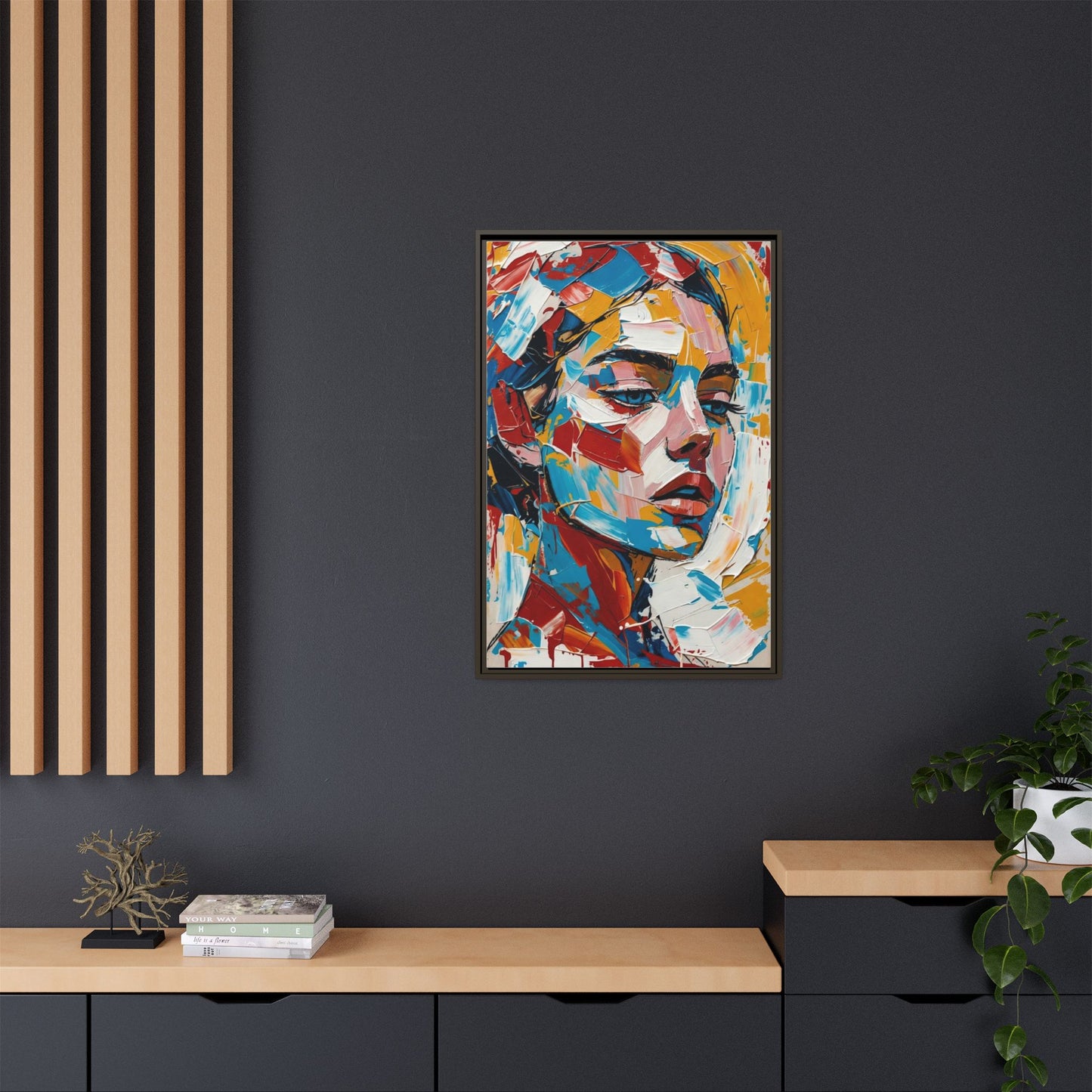Colorful Abstract Portrait Framed Canvas Print
